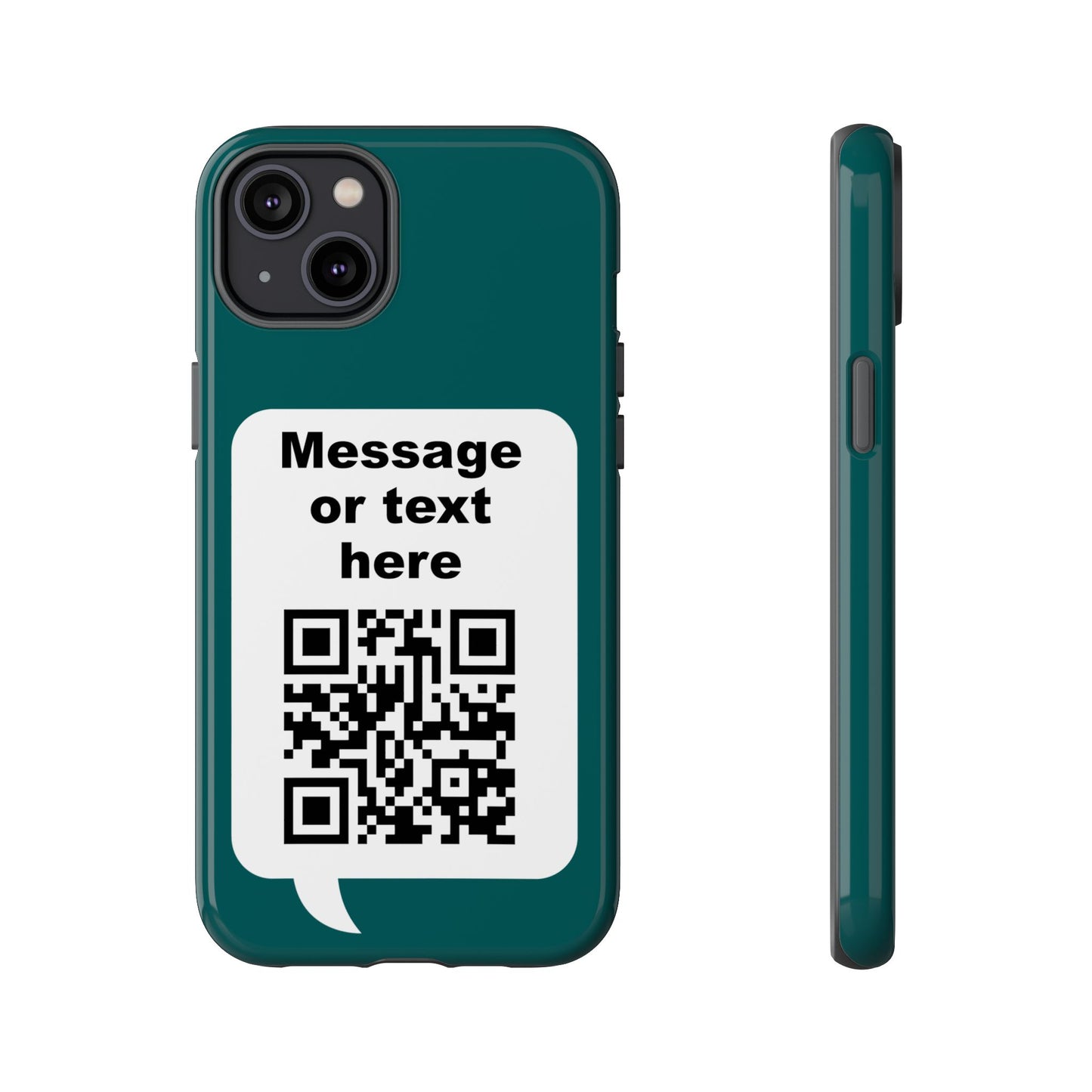 Custom QR Code Tough Phone Case — "Custom text" Contact Case