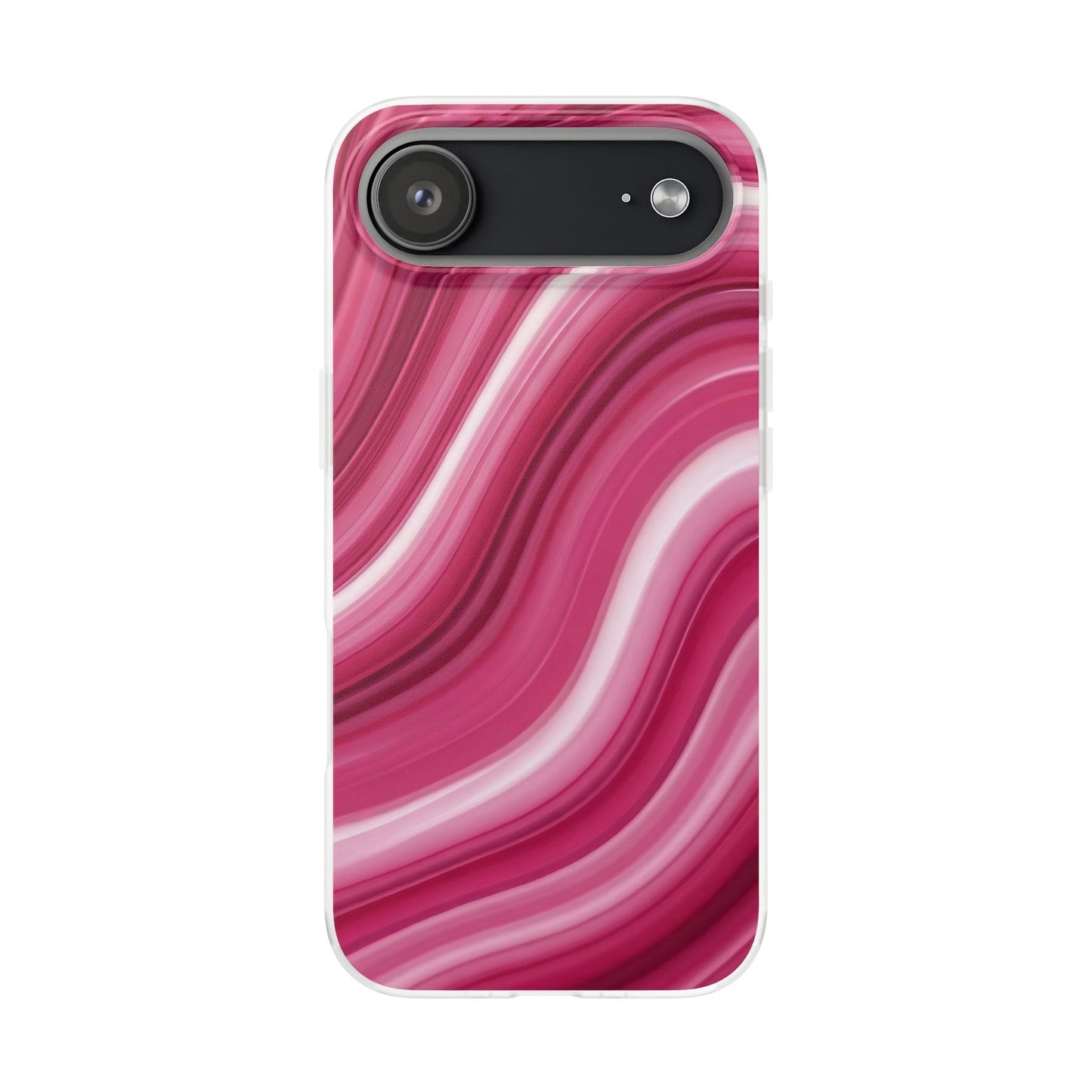 Pink Marble Wave Phone Case — Abstract Swirl Flexi Case for Apple iPhone, Samsung Galaxy.