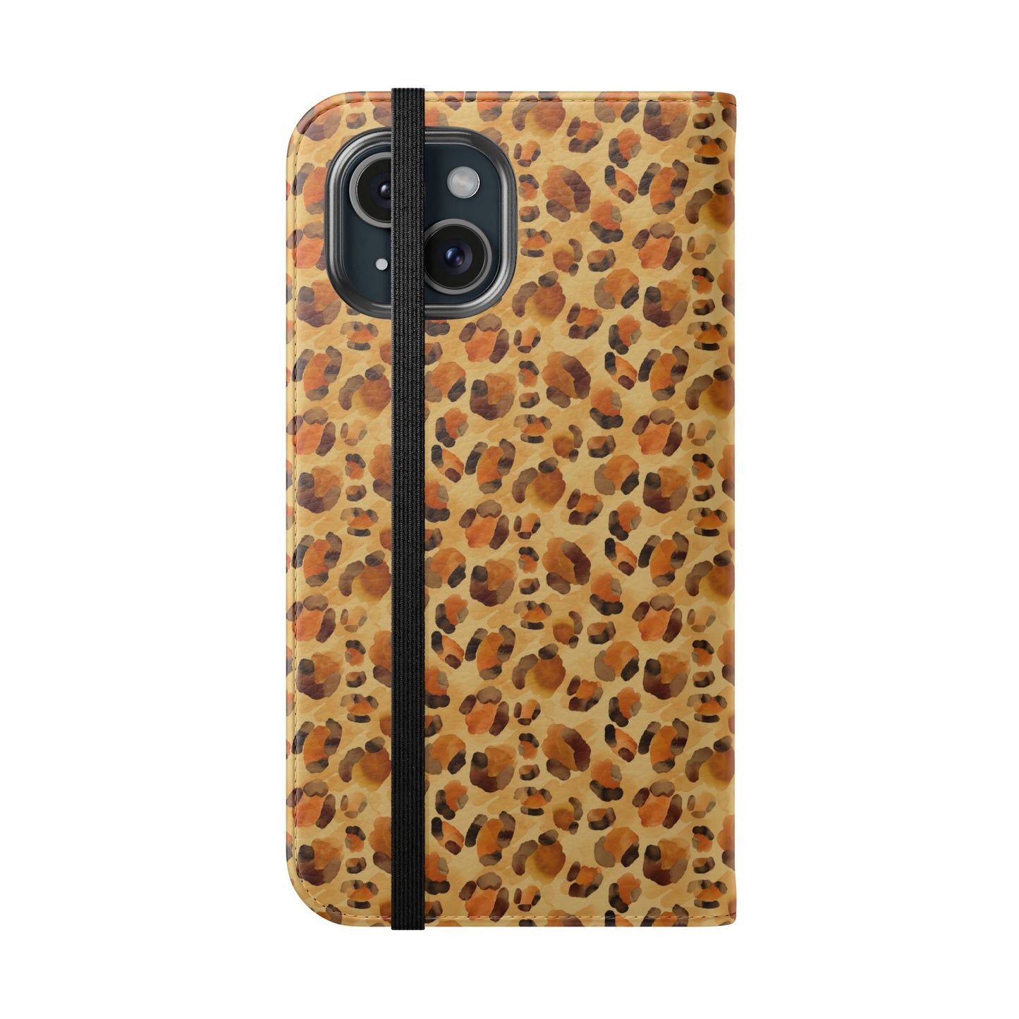 Leopard Print Flip Phone Case — Cardholder Wallet Folio
