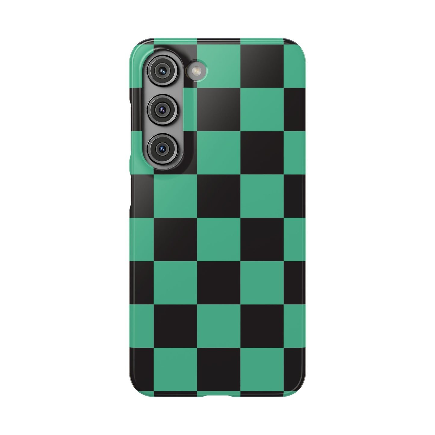 Checkered Teal Snap Case — Black & Teal Phone Cover