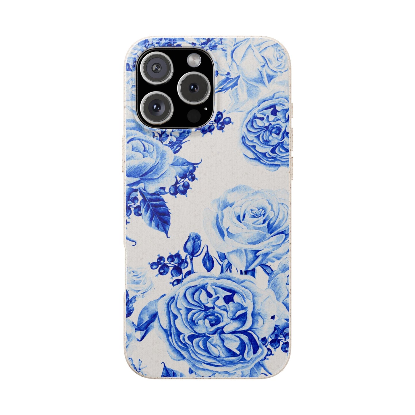 Blue Floral Biodegradable Eco-Friendly Phone Cover for Apple iPhone and Samsung Galaxy.