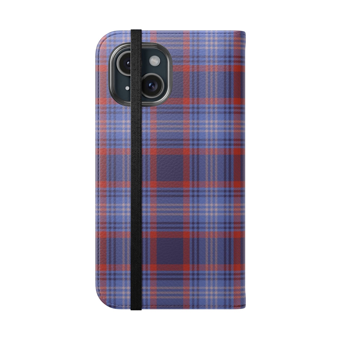 Tartan Flip Phone Case — Red & Purple Plaid Wallet Cover