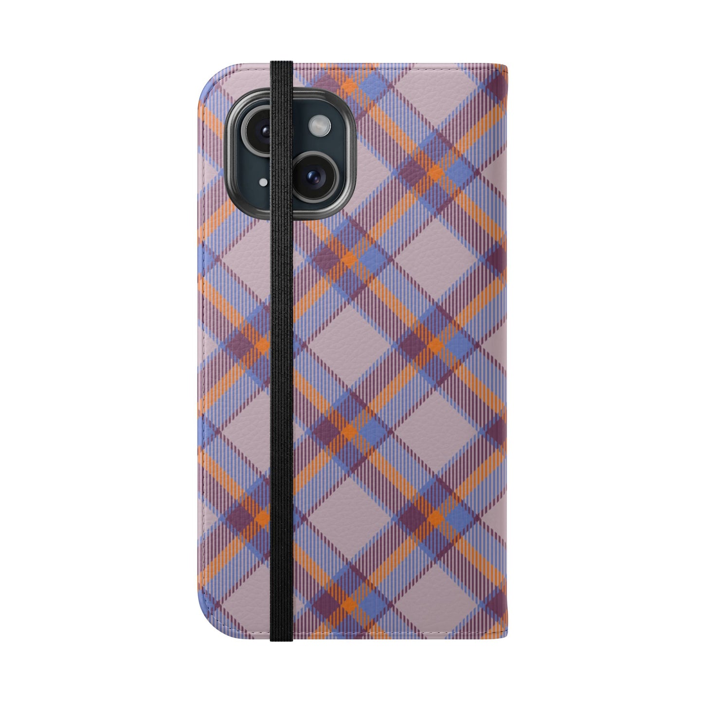 Tartan Flip Phone Case — purple & Orange Plaid Wallet Cover