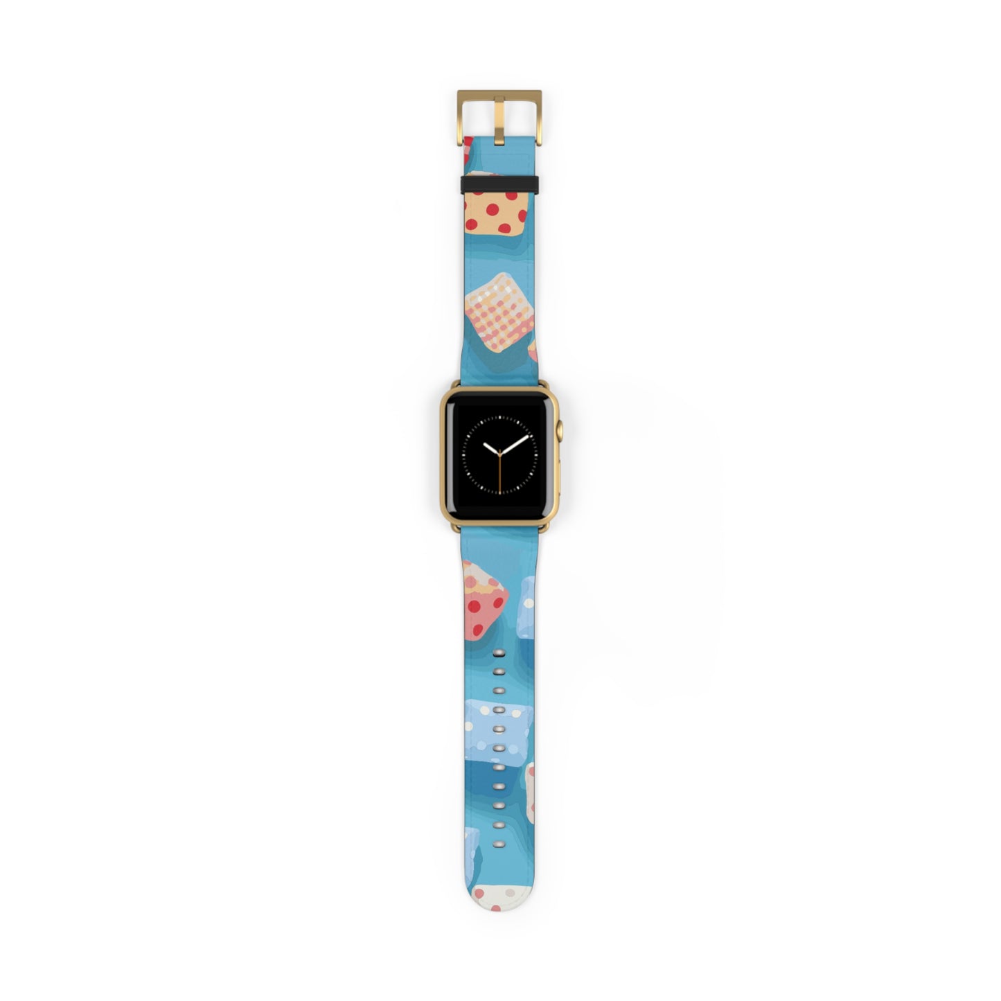 Apple Watch strap in colourful candy style, bright chequered pattern, fun accessory for everyday wear, faux-leather band