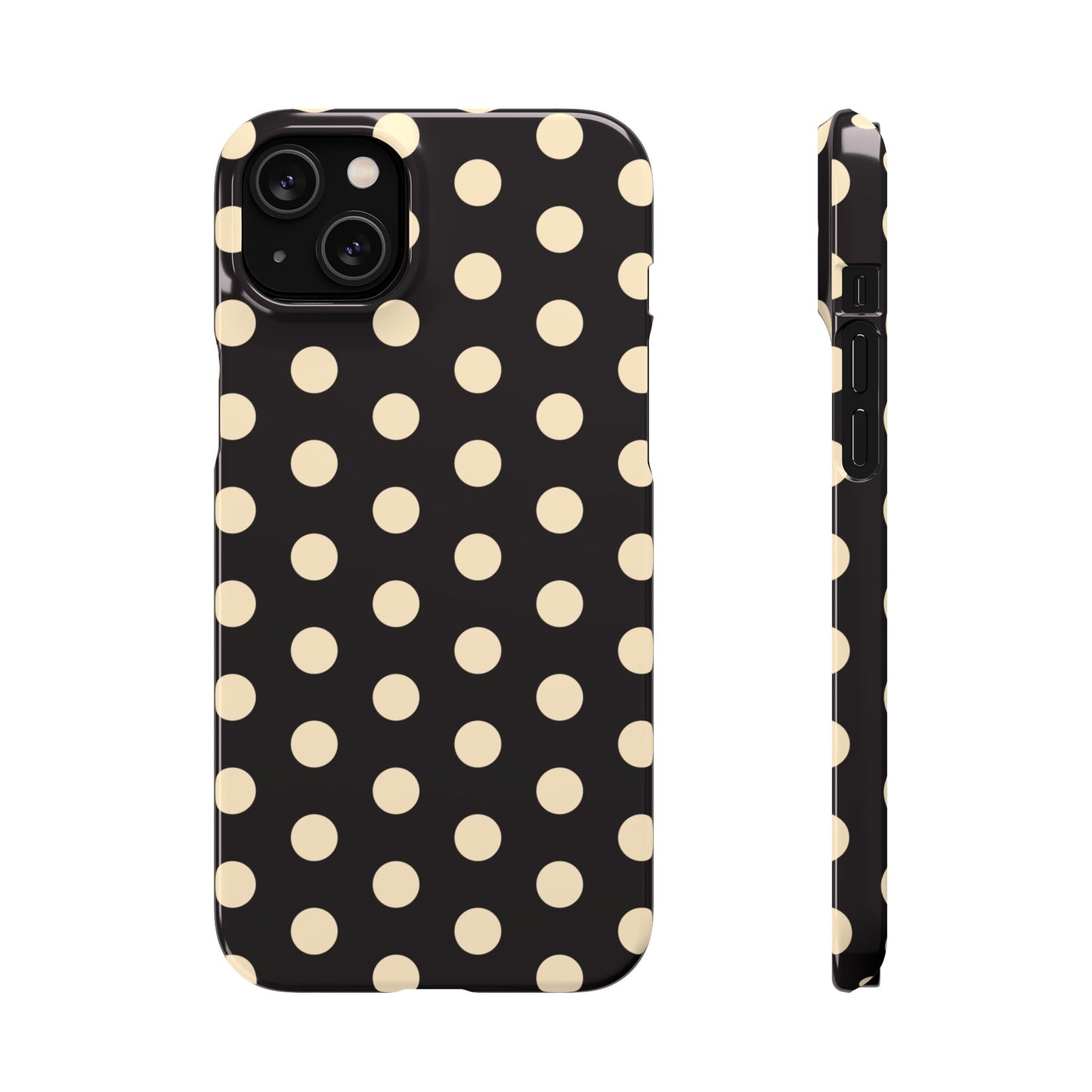 Polka Dot Snap Phone Case — Classic Black & Cream Retro Dots