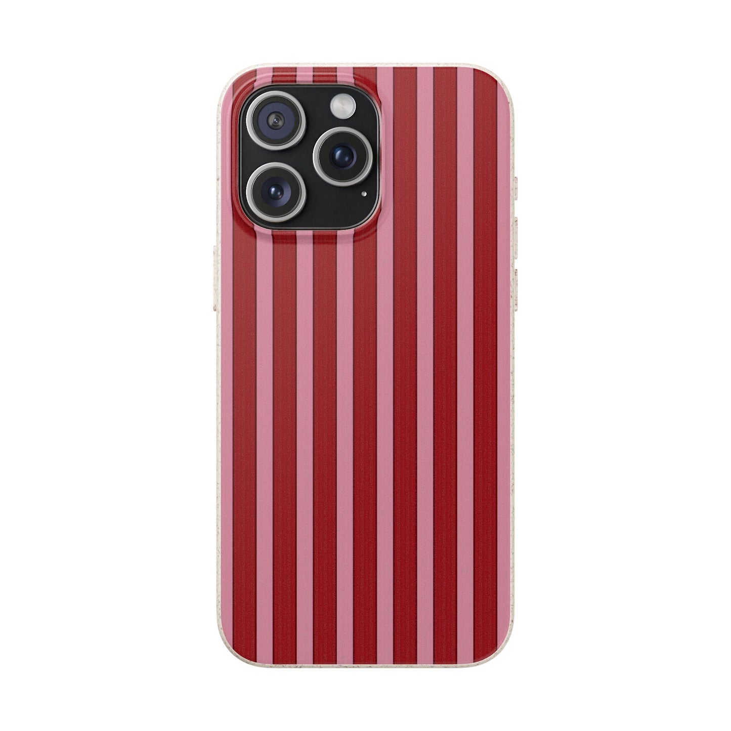 Biodegradable Phone Case — Red Vertical Stripe Eco Protective Cover for Apple iPhone and Samsung Galaxy.