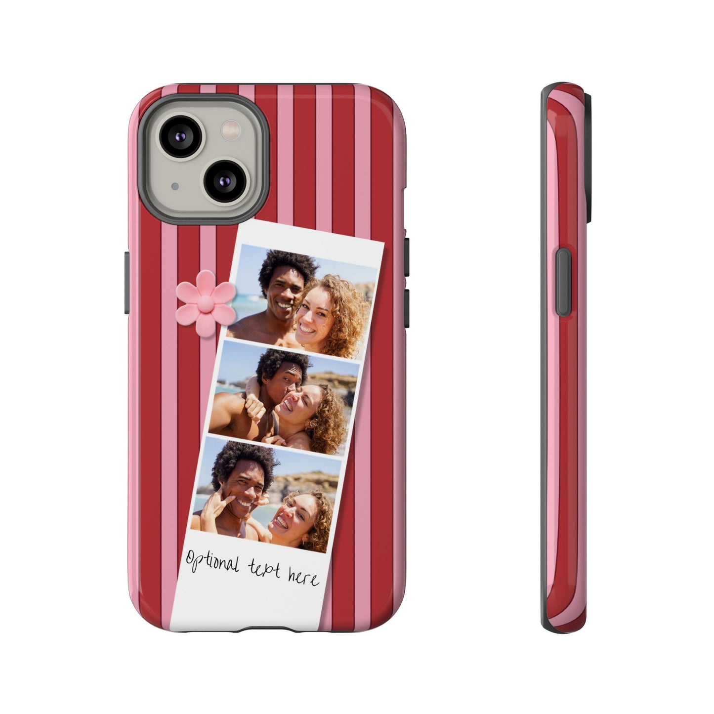 Customisable Three Photo Personalised Collage Tough Phone Case for Apple iPhone, Samsung Galaxy and Google Pixel.