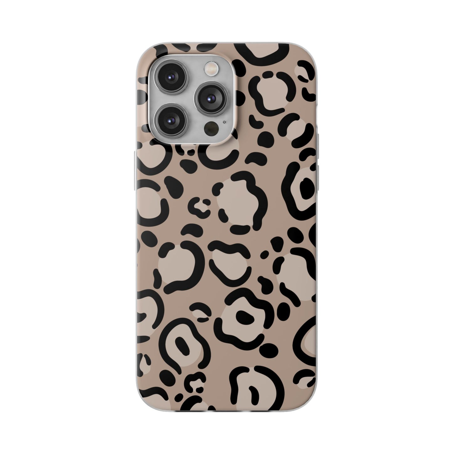 Beige Black Leopard Print Flexi Case for Apple iPhone and Samsung Galaxy.