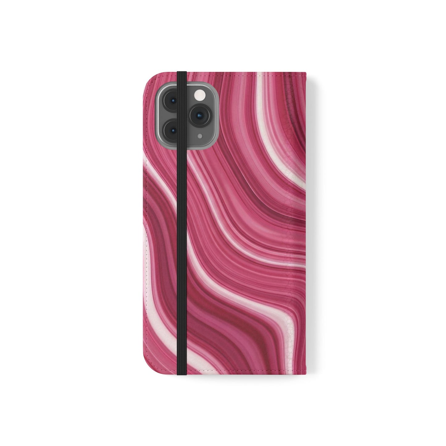 Pink Marble Swirl Flip Case — Wallet Phone Cover with Card Slots