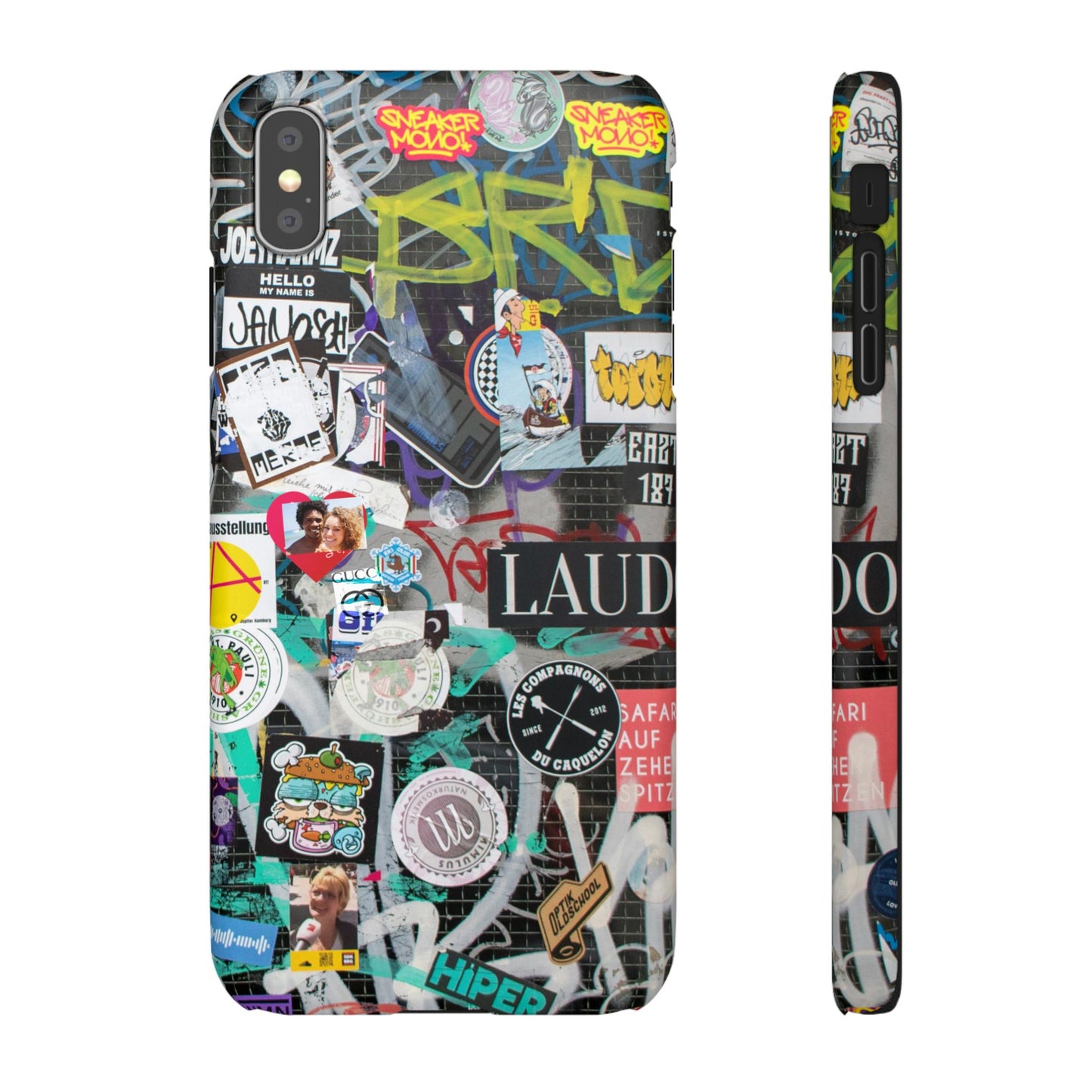 Sticker Bomb Personalised Graffiti Slim Phone Case for Apple iPhone, Samsung Galaxy and Google Pixel.