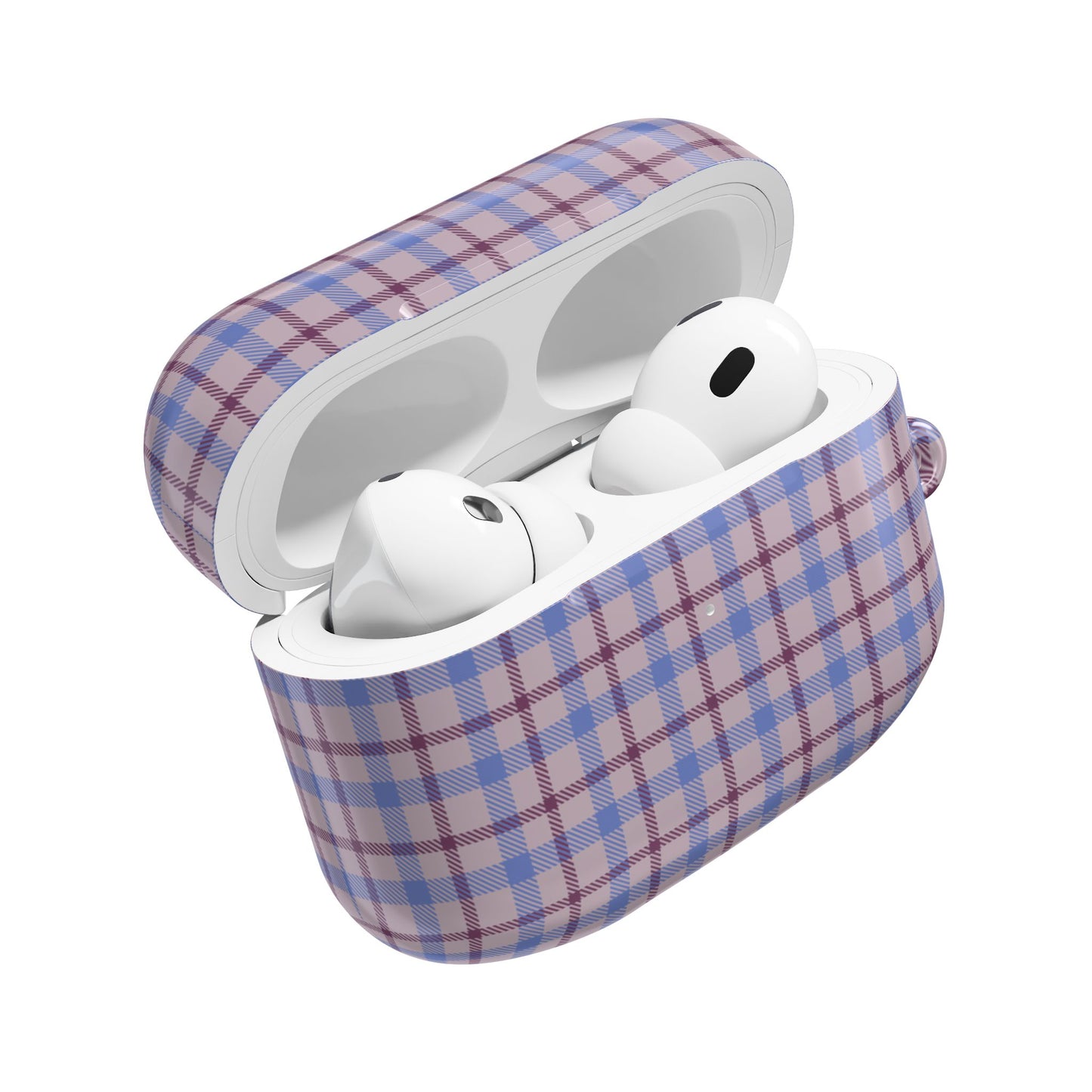 Blue and Burgundy Tartan AirPod Case — Classic Blue and Burgundy Plaid Protective Cover