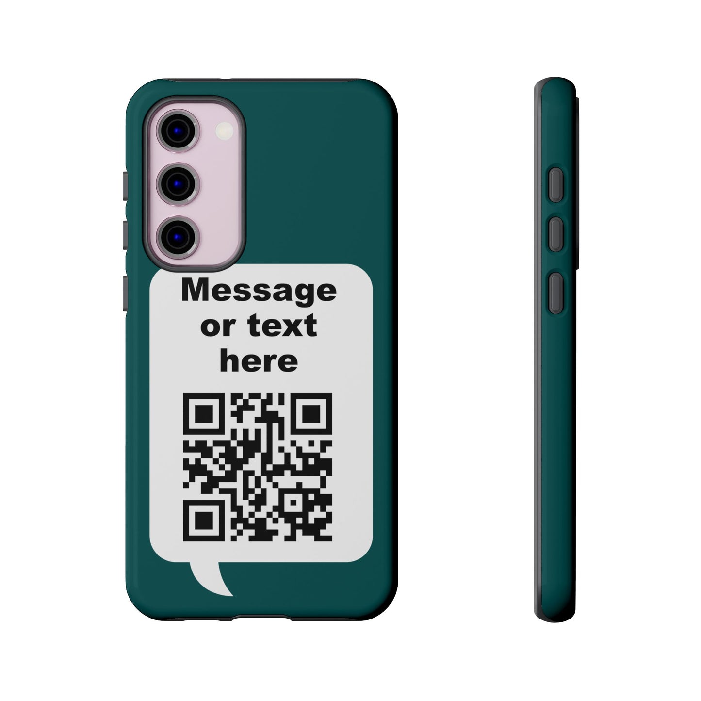 Custom QR Code Tough Phone Case — "Custom text" Contact Case