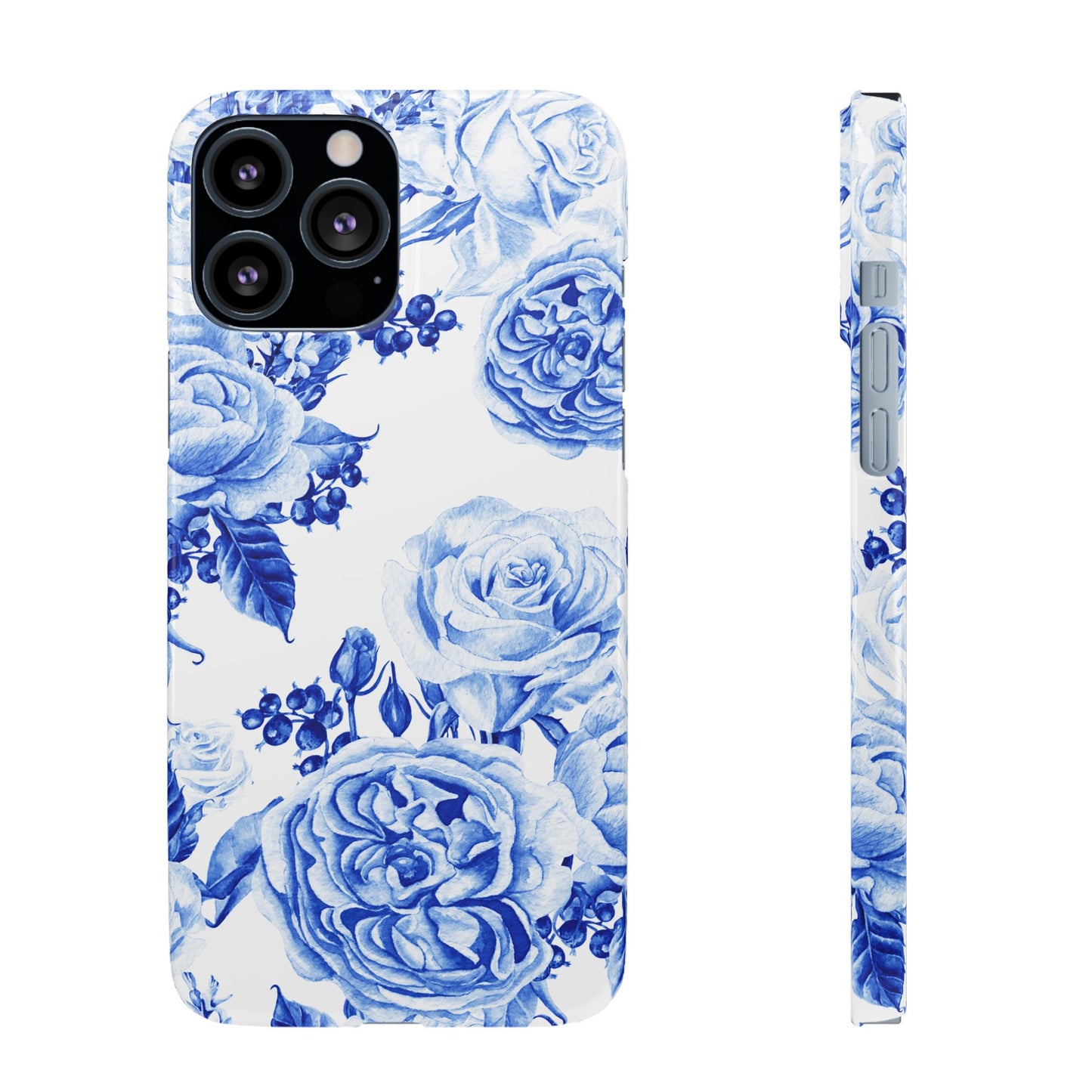 Blue Porcelain Floral Snap Phone Case — Vintage Rose Pattern