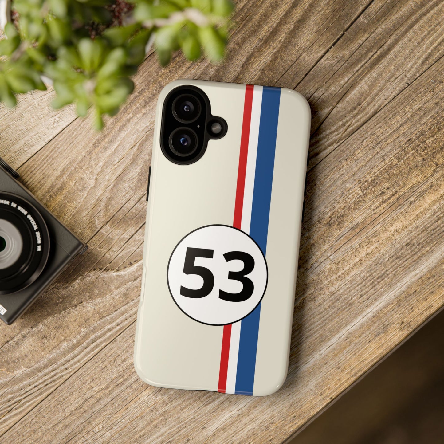 Racing Stripe Personalised Number Tough Phone Case for Apple iPhone, Samsung Galaxy and Google Pixel.