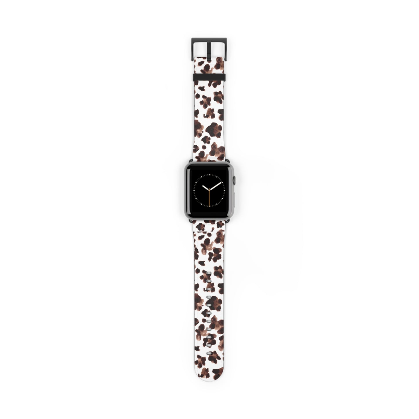 Leopard Print Leather Watch Band — Brown & White Patterned Strap for Apple Watch