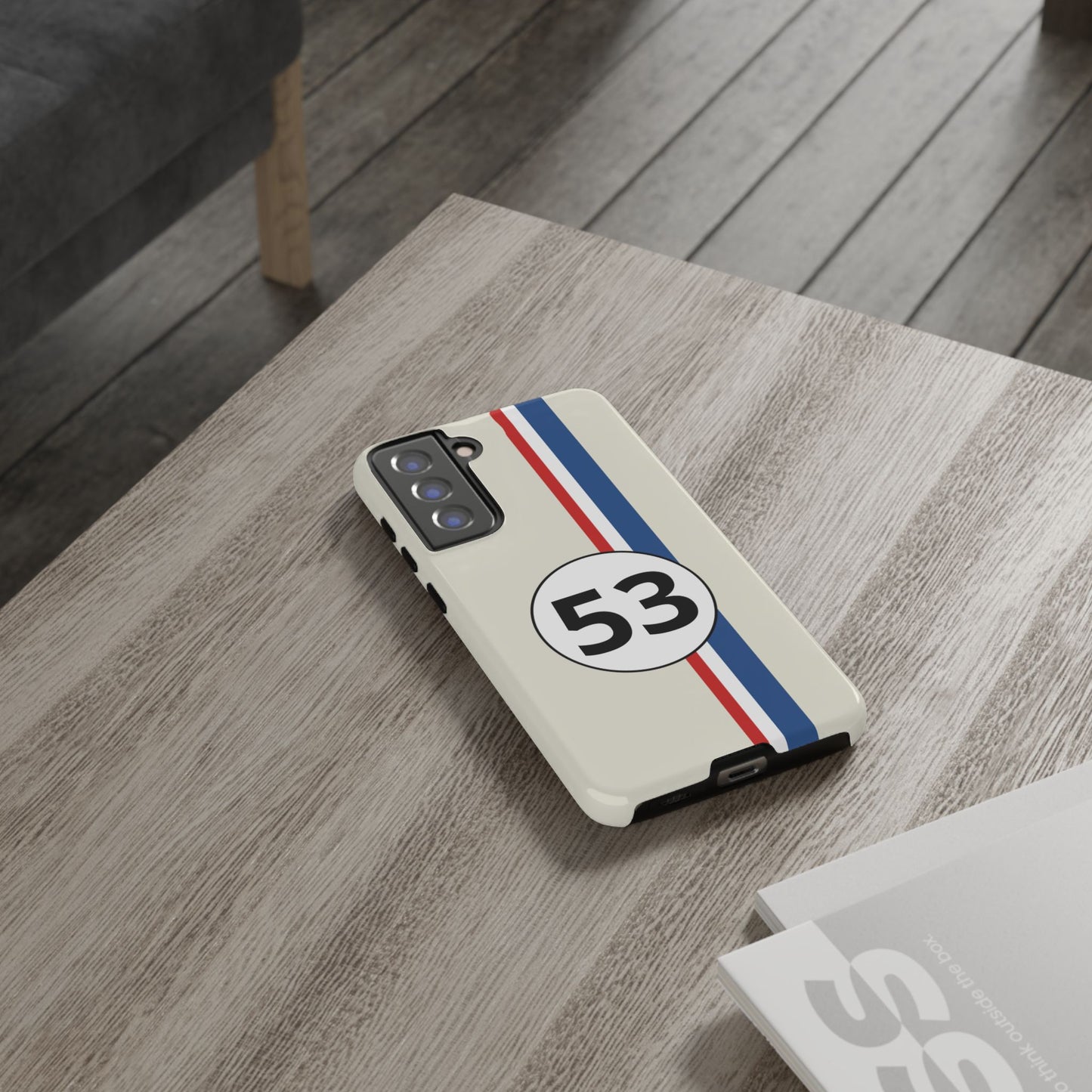 Racing Stripe Personalised Number Tough Phone Case for Apple iPhone, Samsung Galaxy and Google Pixel.