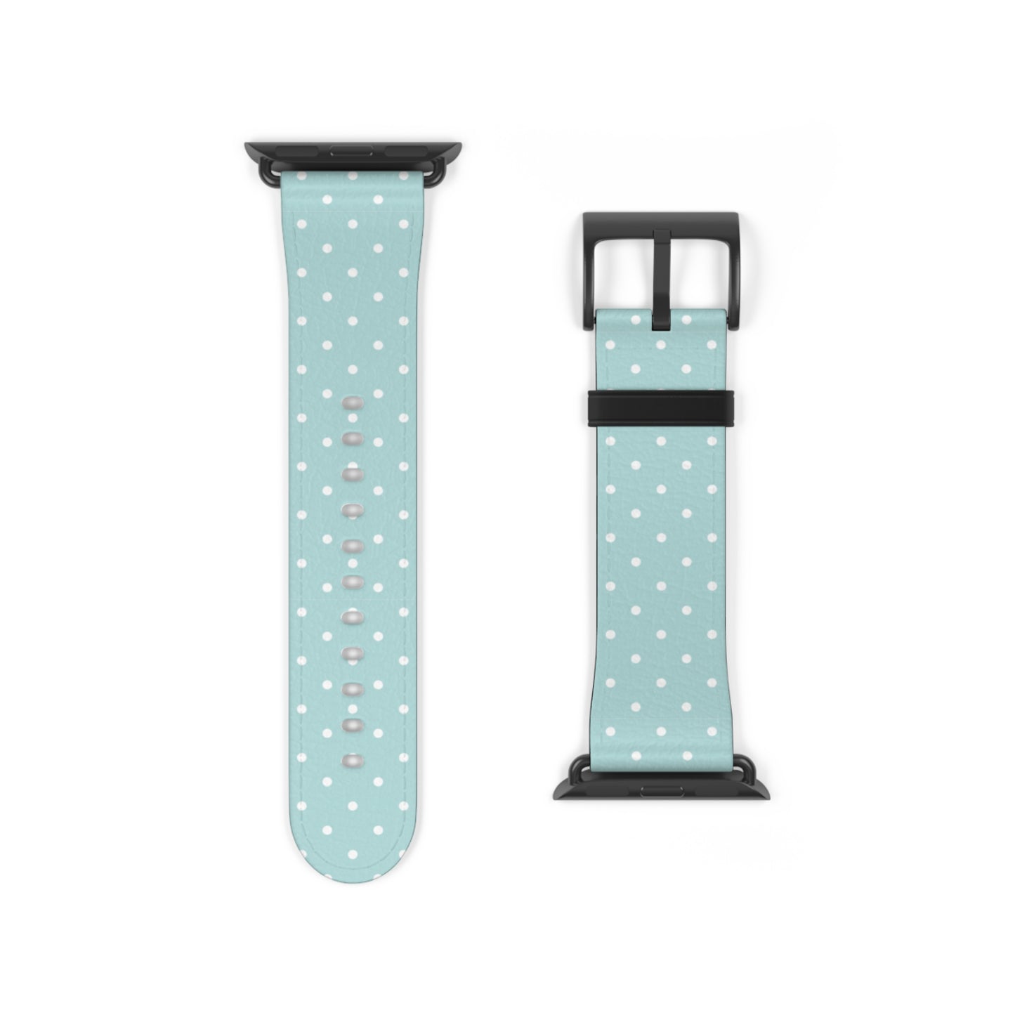 apple watch band in mint green with white polka dots, cute pastel everyday watch strap for women
