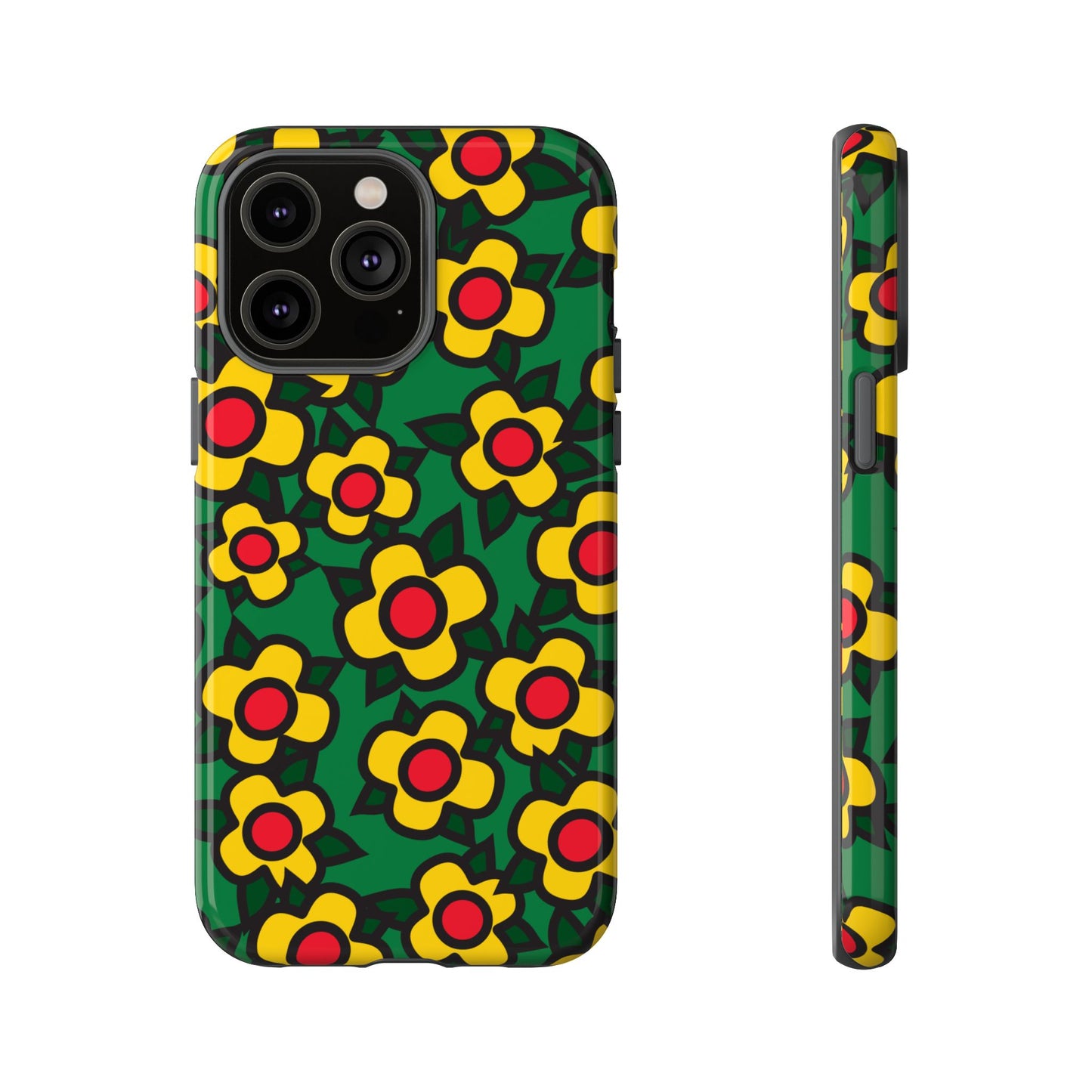 Floral Pop Tough Phone Case — Retro Yellow Red Flower Pattern