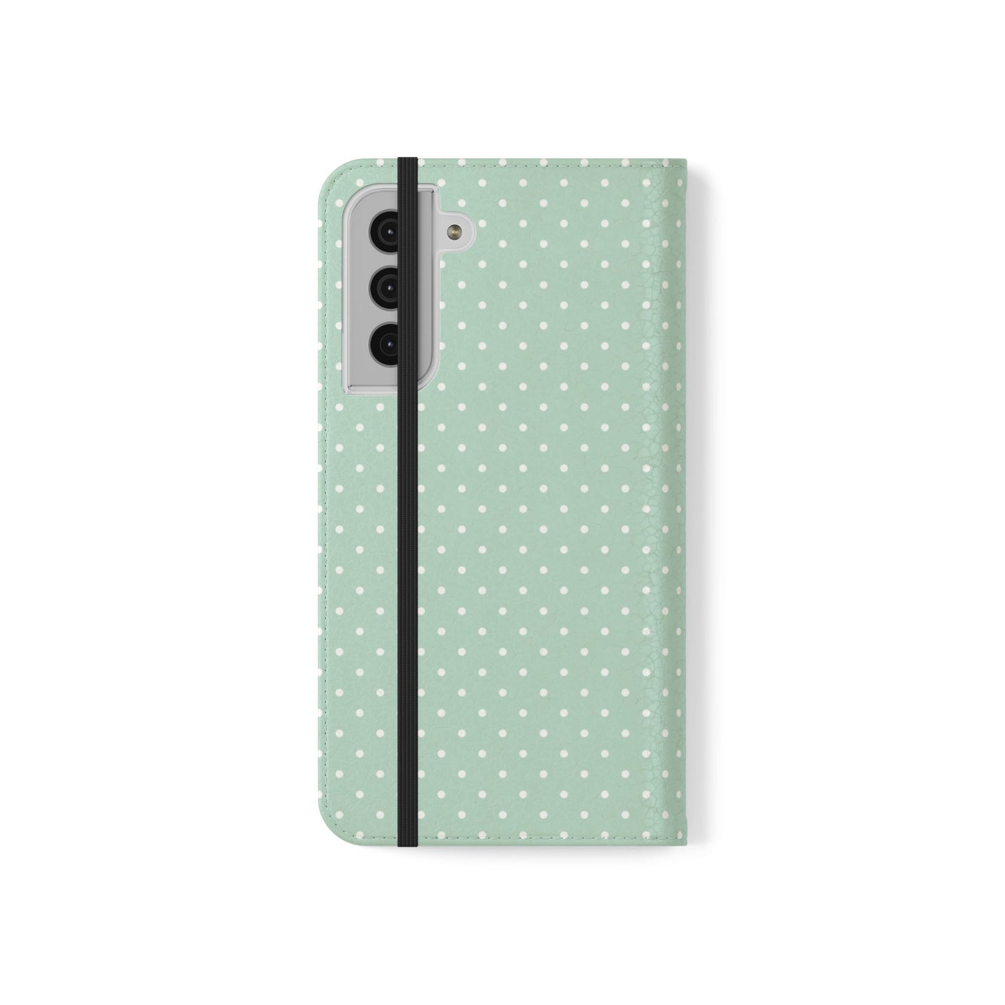 Polka Dot Flip Phone Case — Pastel Green-White Polka Dot Wallet Cover