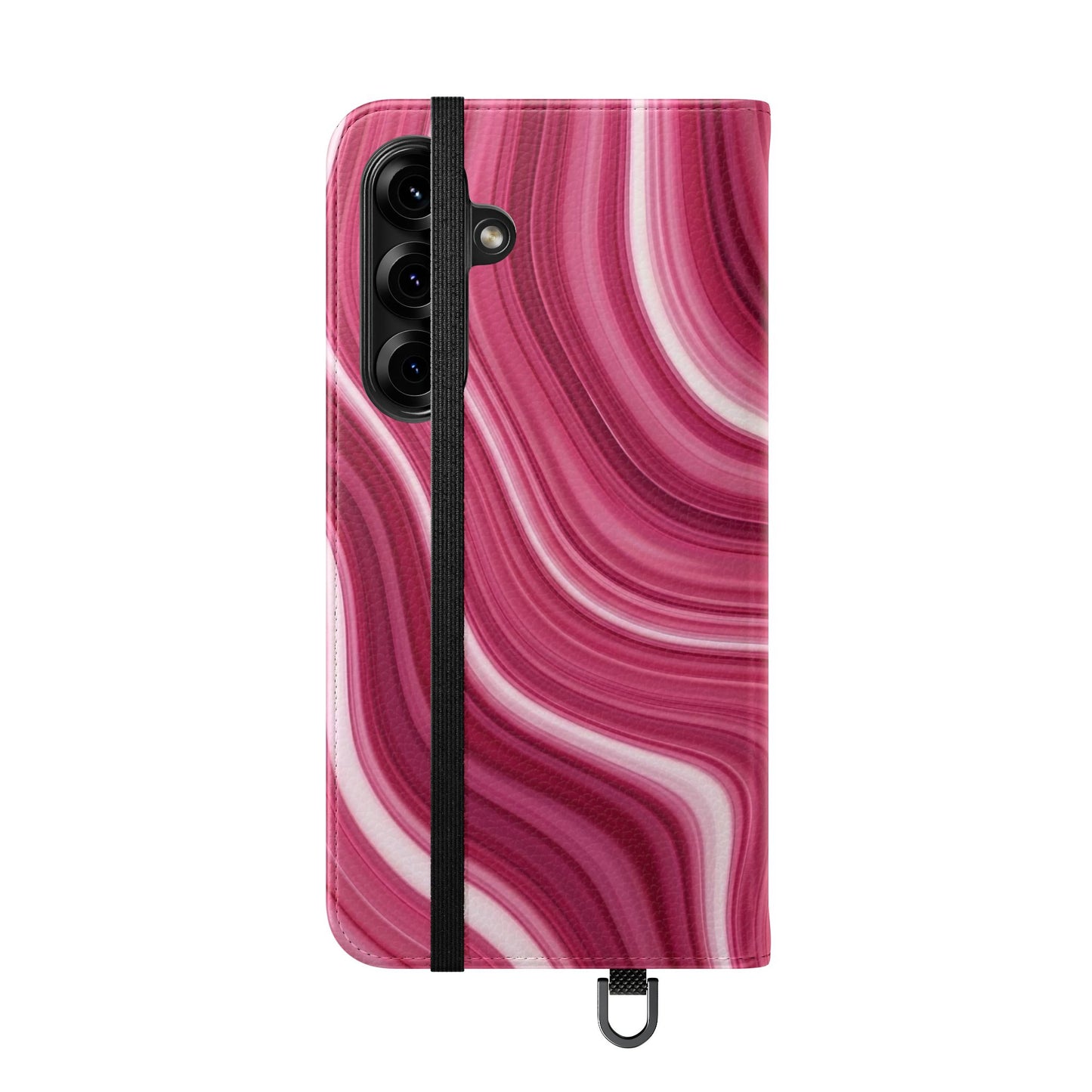Pink Marble Swirl Flip Case — Wallet Phone Cover with Card Slots
