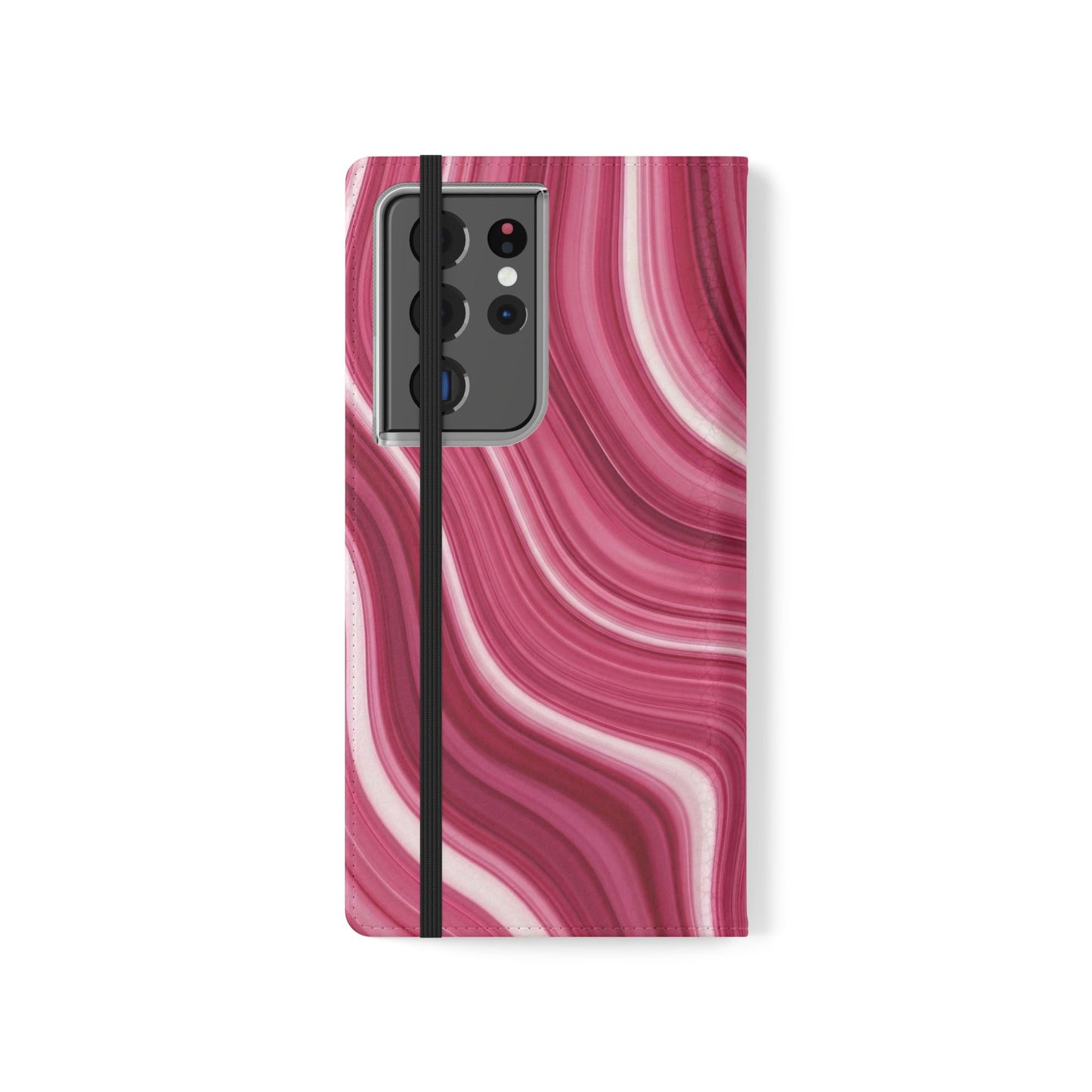 Pink Marble Swirl Flip Case — Wallet Phone Cover with Card Slots