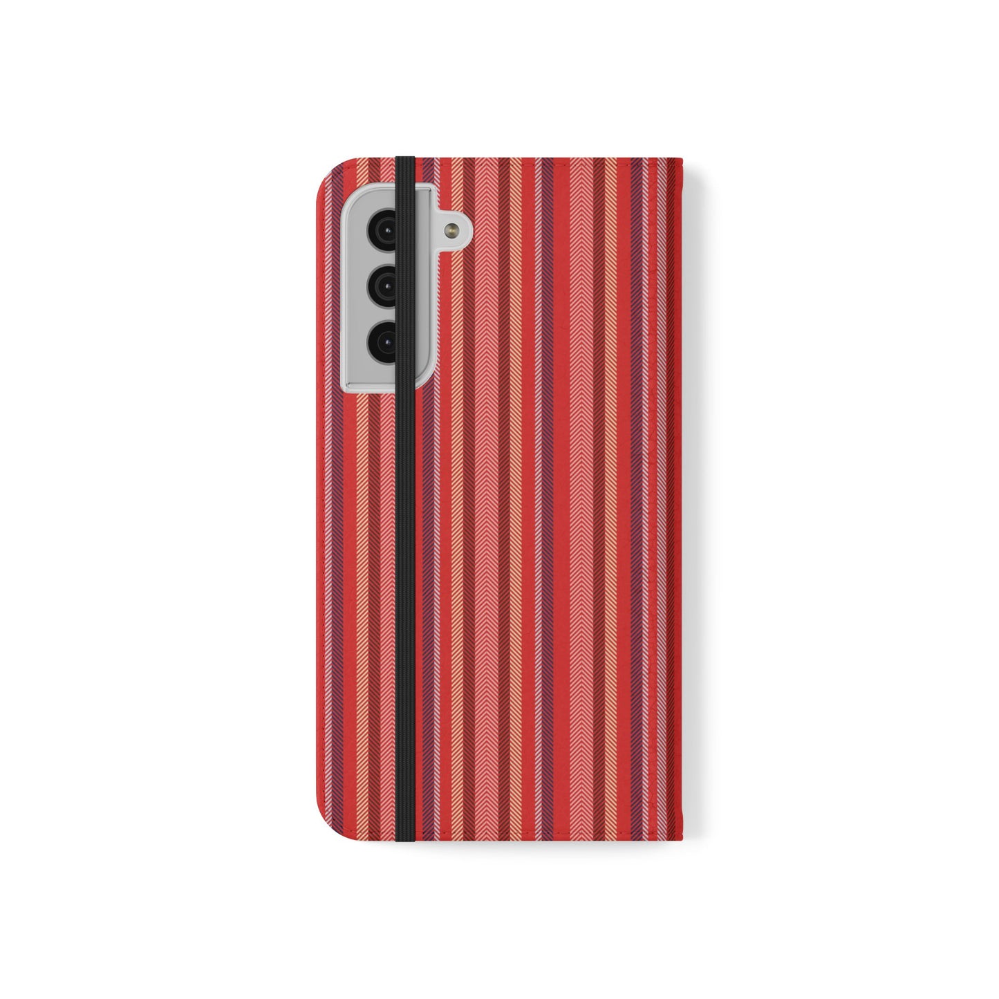 Red Stripe Flip Phone Case – Protective Wallet Folio with Card Slots