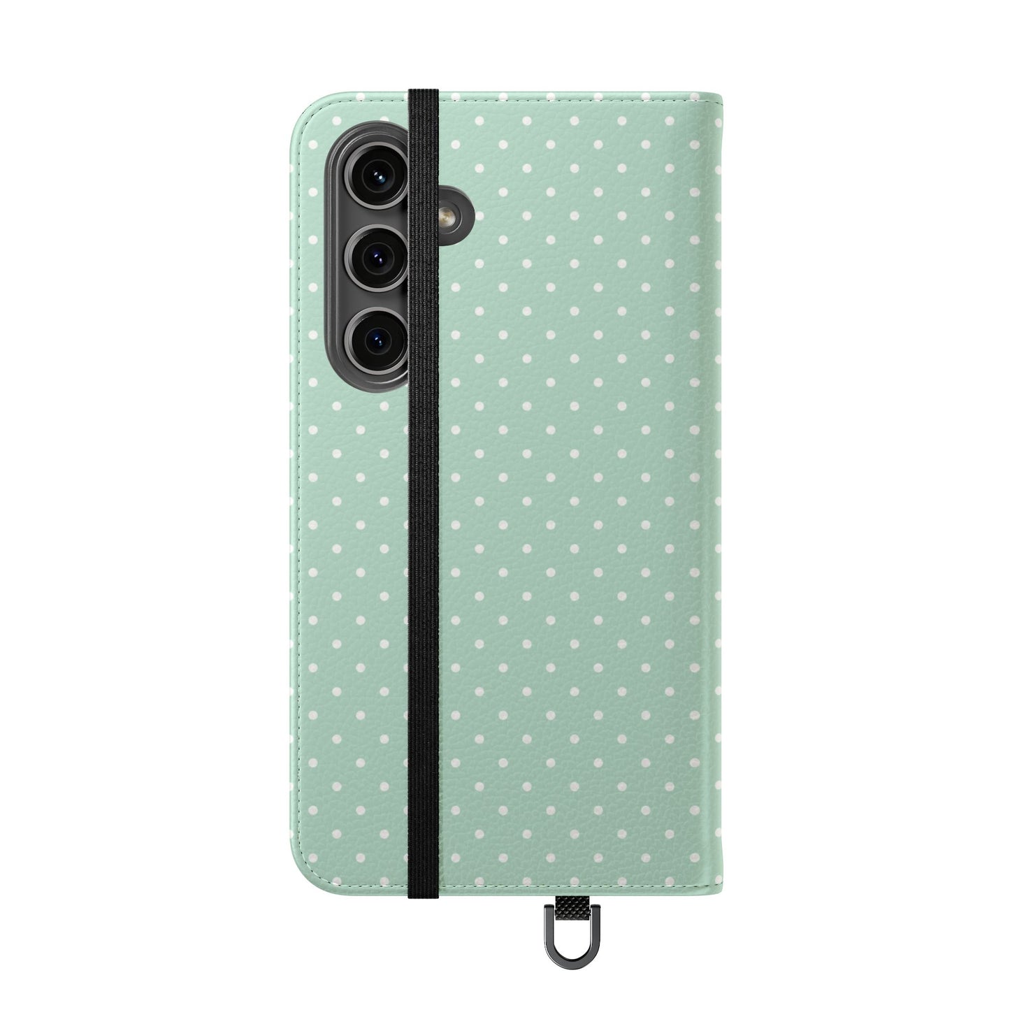 Polka Dot Flip Phone Case — Pastel Green-White Polka Dot Wallet Cover