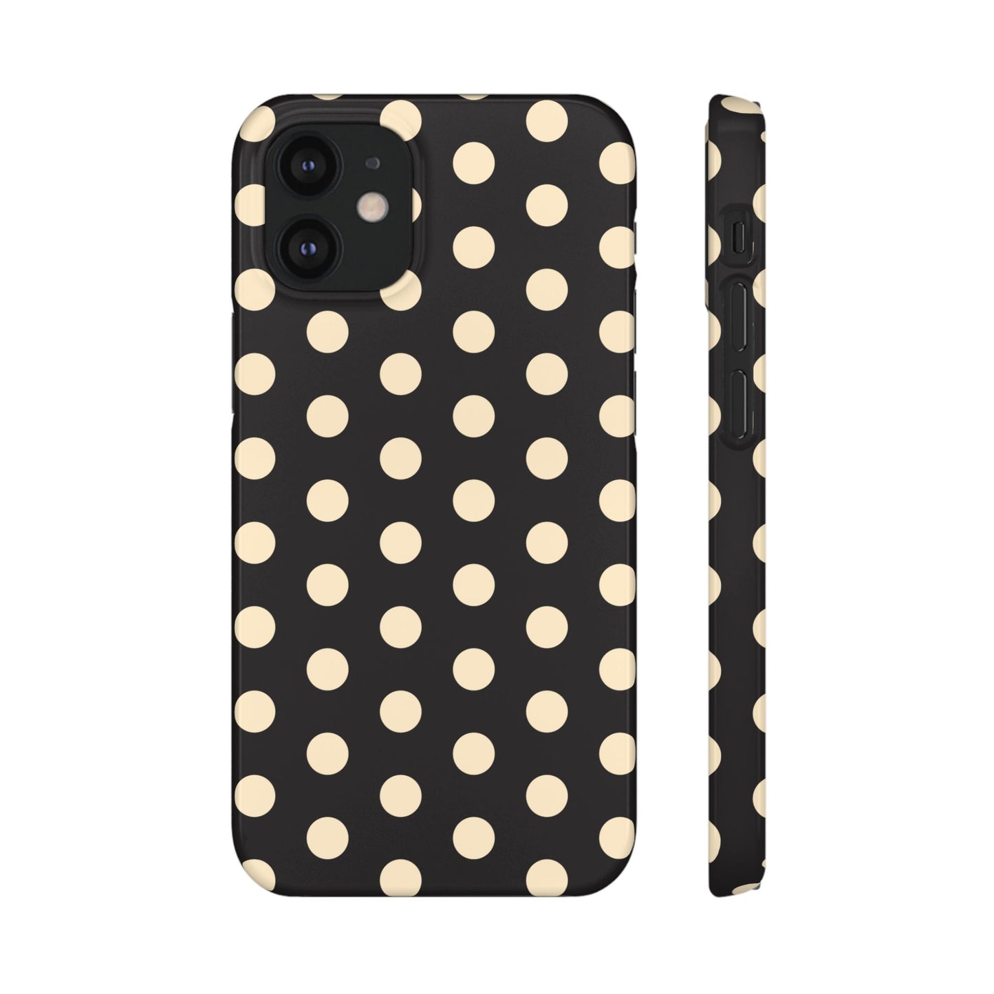 Polka Dot Snap Phone Case — Classic Black & Cream Retro Dots