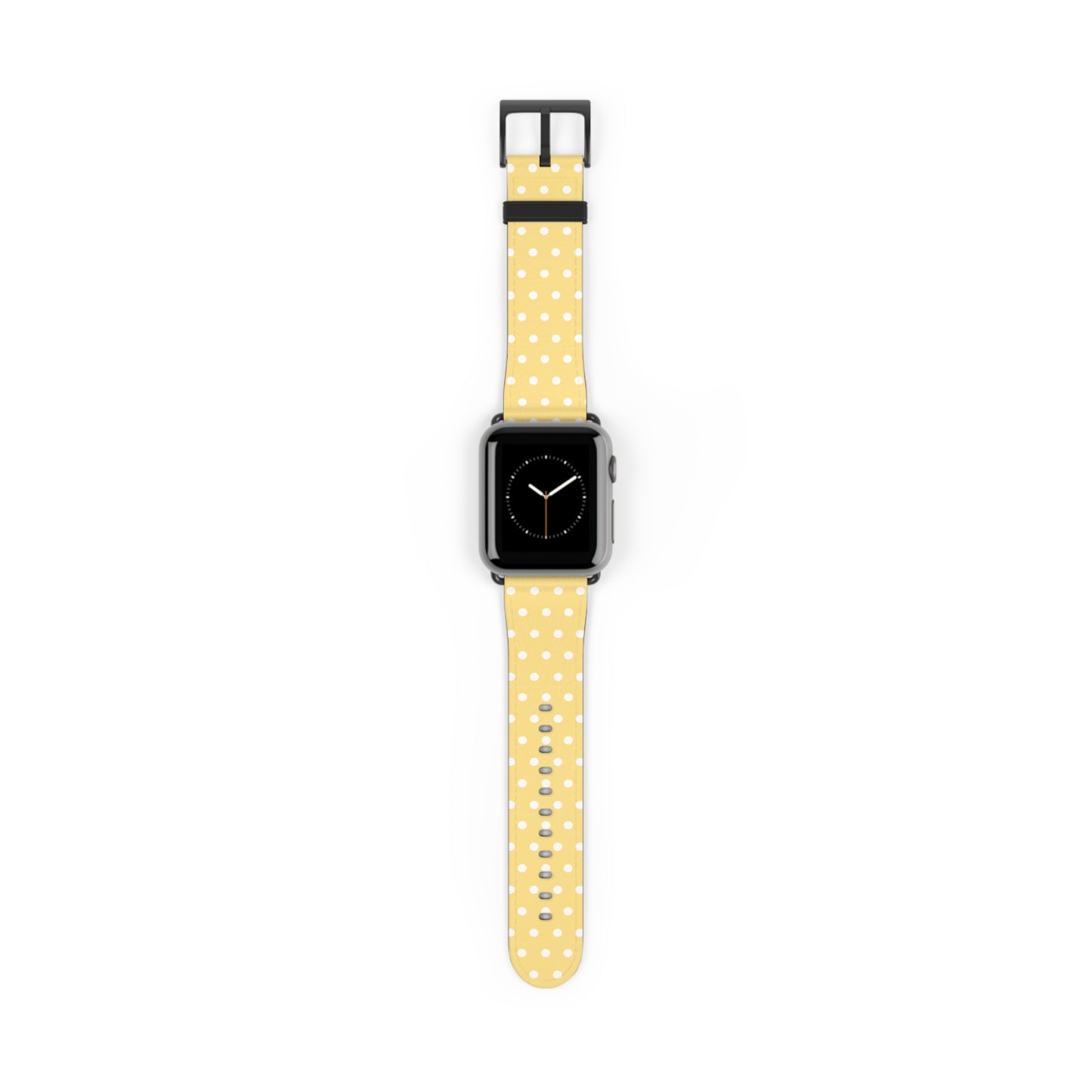 apple watch band in yellow polka dot pattern, cute floral retro strap, pastel women’s casual watch accessory