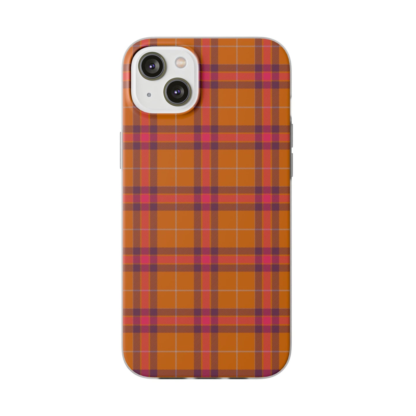 Orange Plaid Flexi Phone Case for Apple iPhone and Samsung Galaxy.