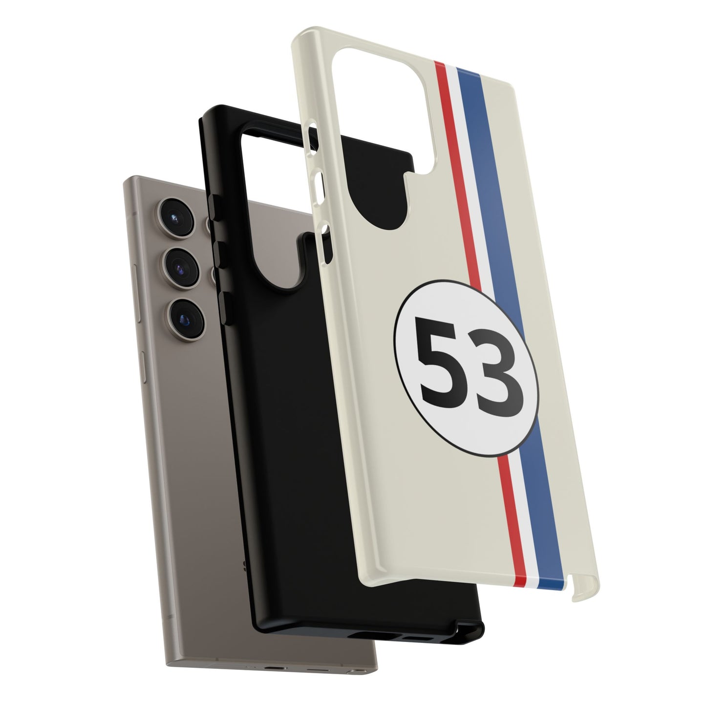 Racing Stripe Personalised Number Tough Phone Case for Apple iPhone, Samsung Galaxy and Google Pixel.