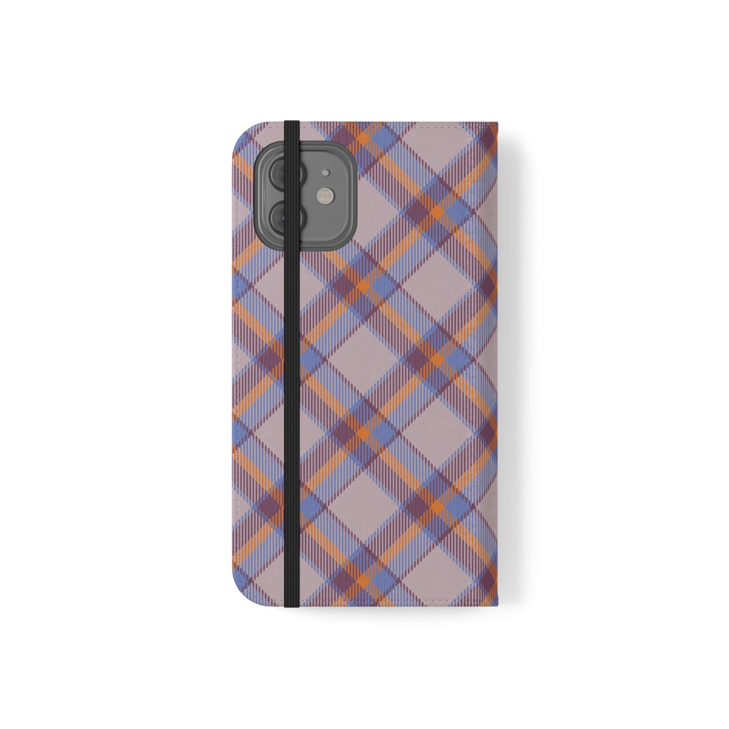 Tartan Flip Phone Case — purple & Orange Plaid Wallet Cover