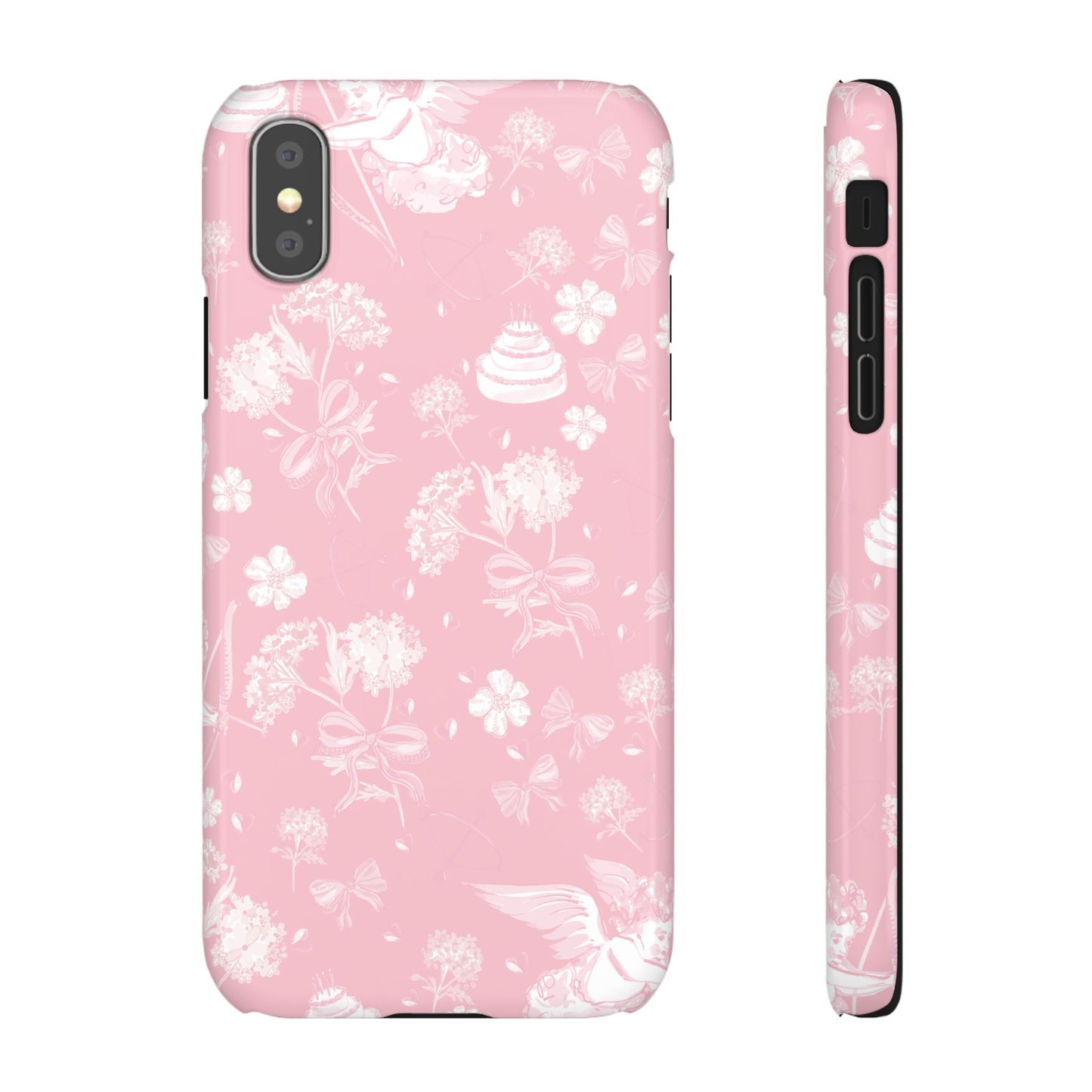 Pink Floral Slim Phone Case for Apple iPhone, Samsung Galaxy and Google Pixel.