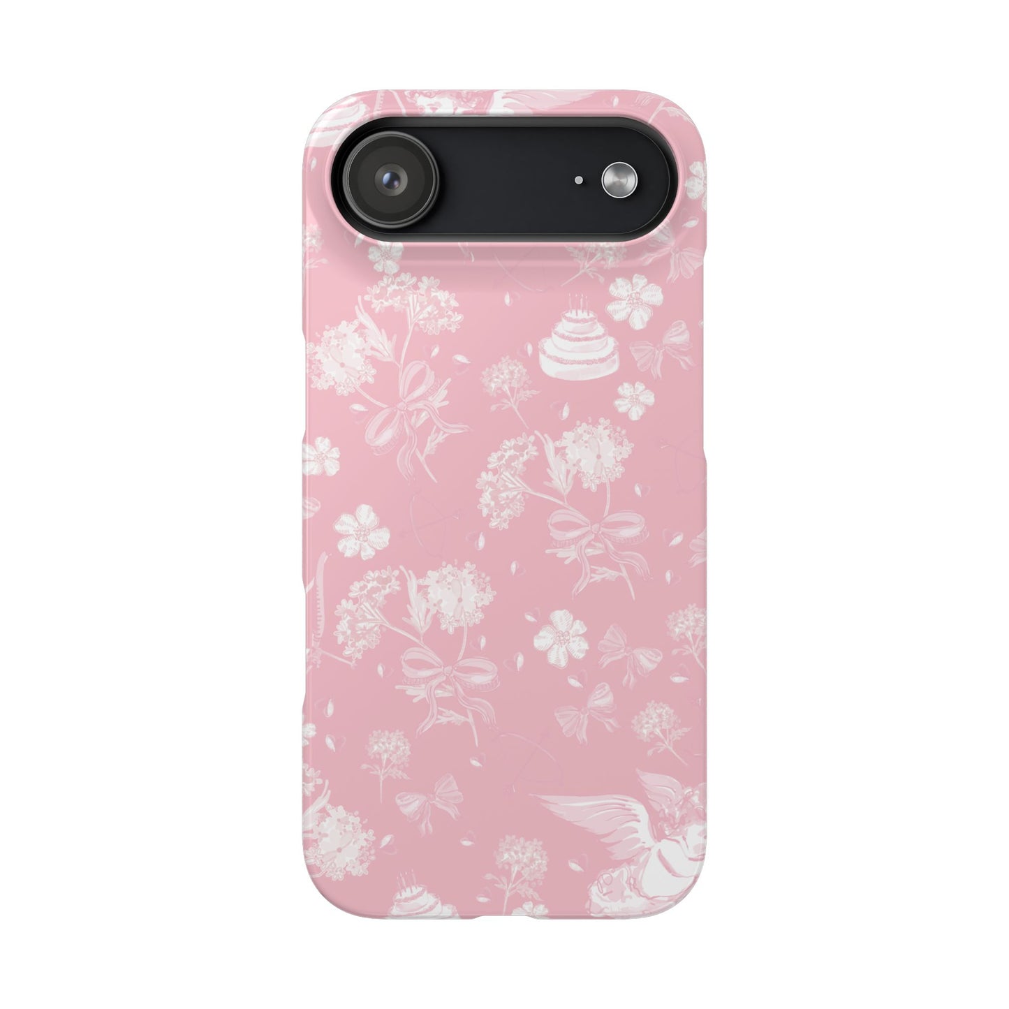 Pink Floral Slim Phone Case for Apple iPhone, Samsung Galaxy and Google Pixel.