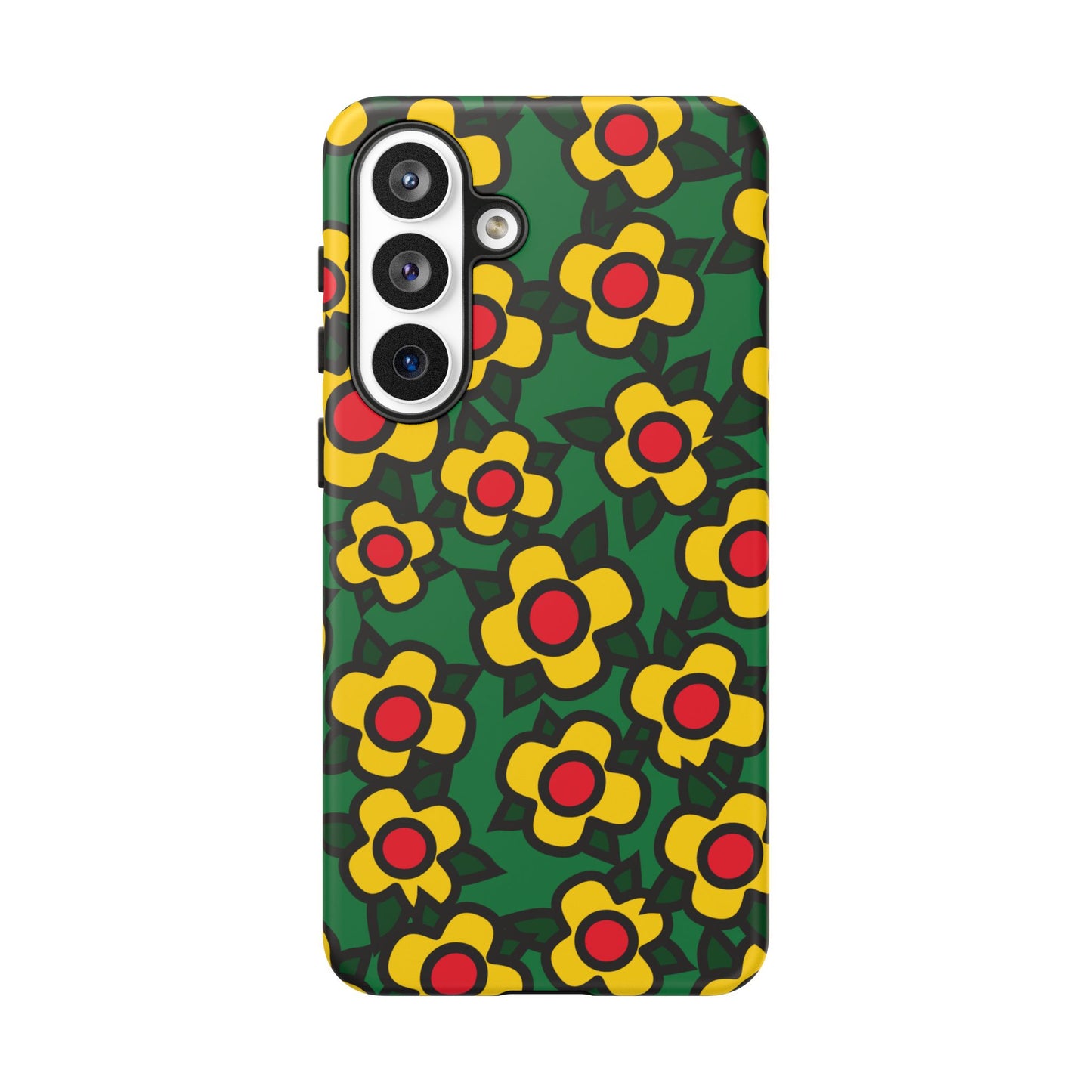 Floral Pop Tough Phone Case — Retro Yellow Red Flower Pattern