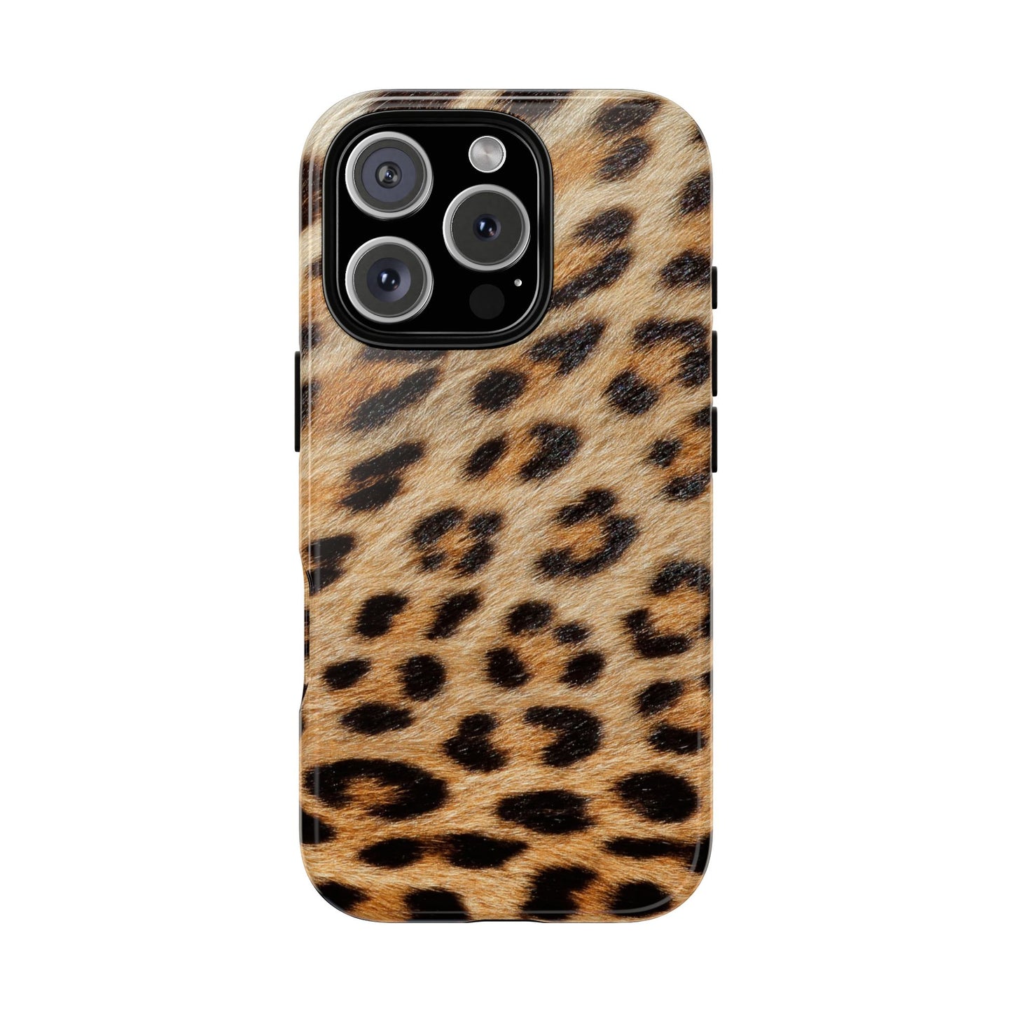 Leopard Print Tough Phone Case — Durable Protective Case with Wild Animal Fur Design
