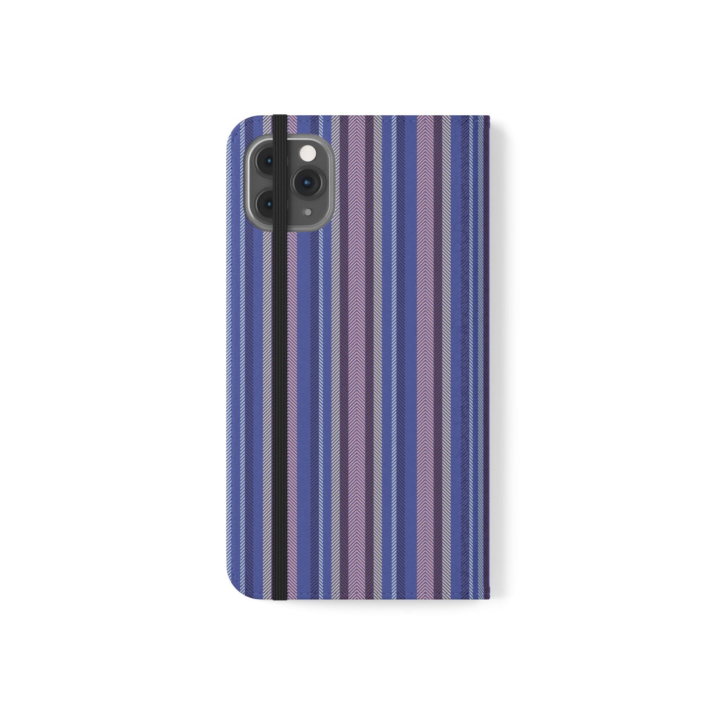Striped Blue Flip Phone Case — Wallet Folio Phone Cover