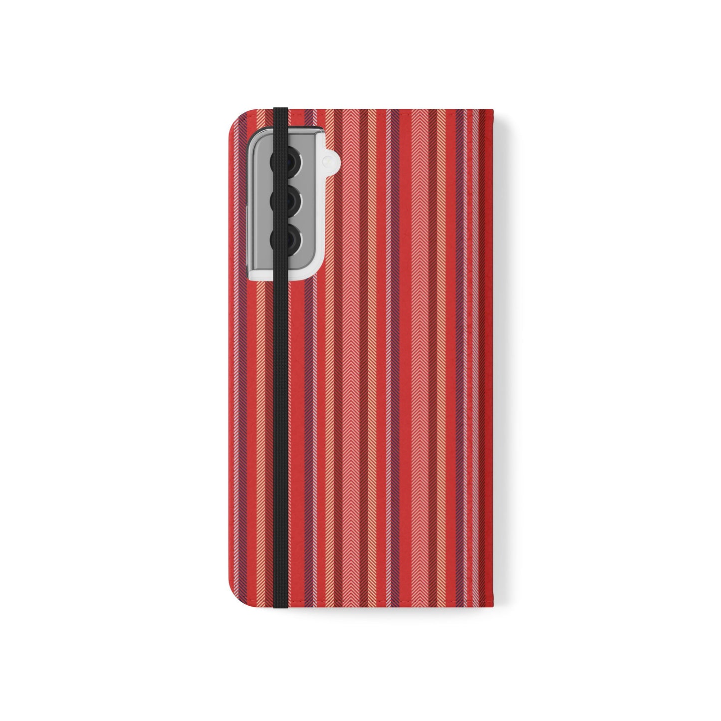 Red Stripe Flip Phone Case – Protective Wallet Folio with Card Slots