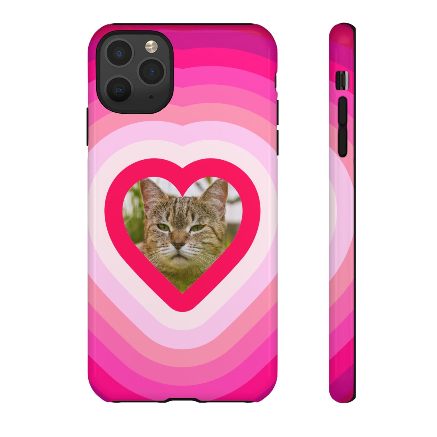 Single Image Personalised  Heart Photo Phone Case – Pink Gradient Love Tough Case for Apple iPhone, Samsung Galaxy and Google Pixel.