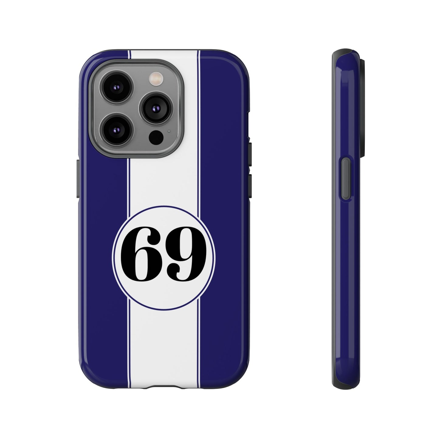 Custom Number Racing Stripe Tough Phone Case for Apple iPhone, Samsung Galaxy and Google Pixel.