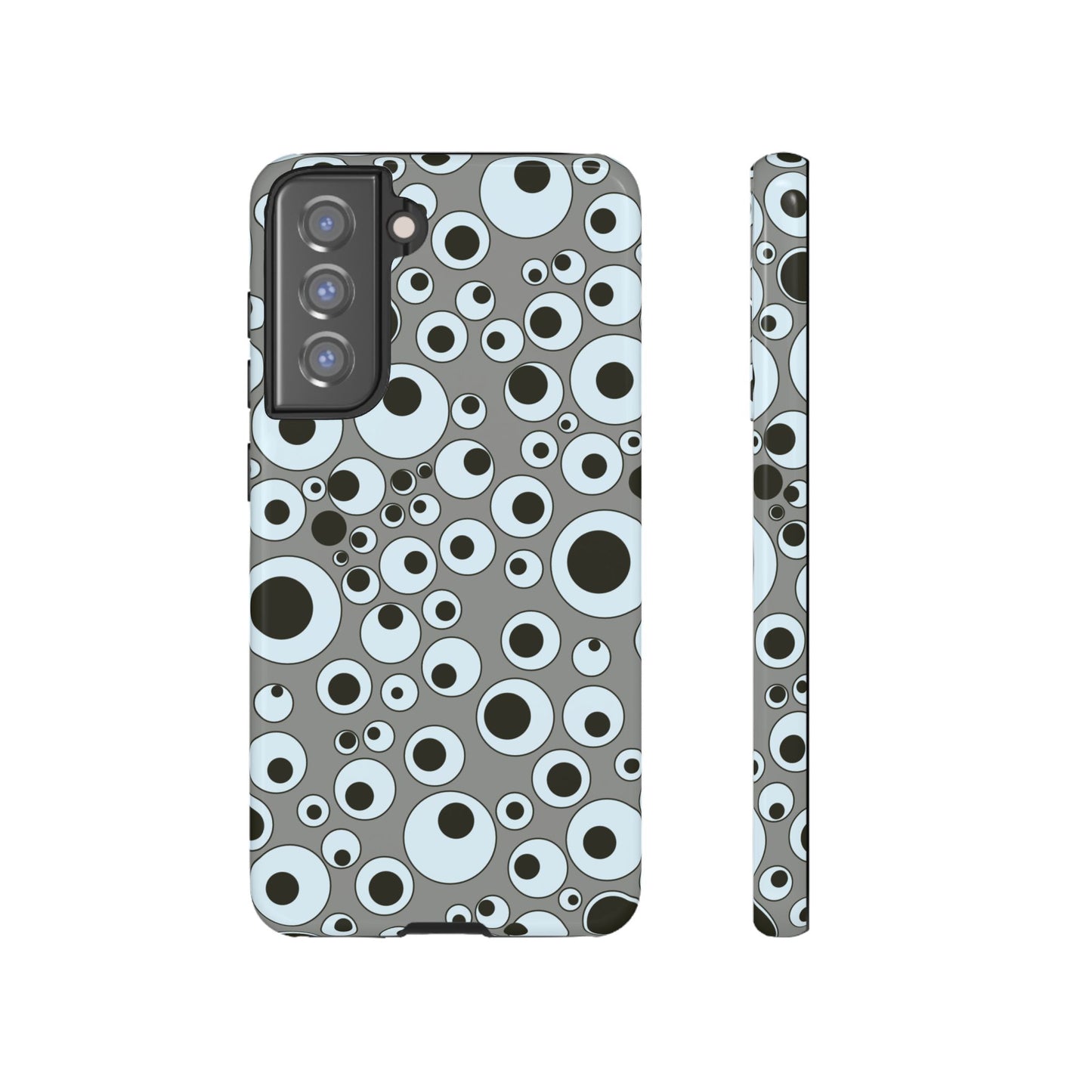 Bubble Pattern Tough Phone Case – Grey Retro Polka-Dot Design