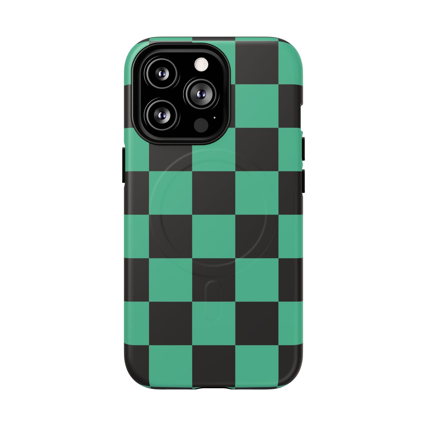 Tanjiro Magnetic Phone Case — Green and Black Chequered Tough Protective MagSafe Case