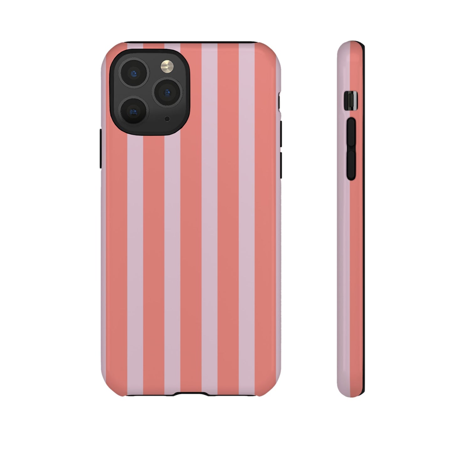 Pink Striped Tough Phone Case — Durable Protective Cover