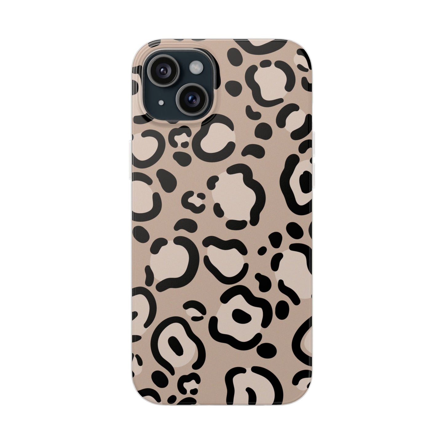 Beige Black Leopard Print Flexi Case for Apple iPhone and Samsung Galaxy.