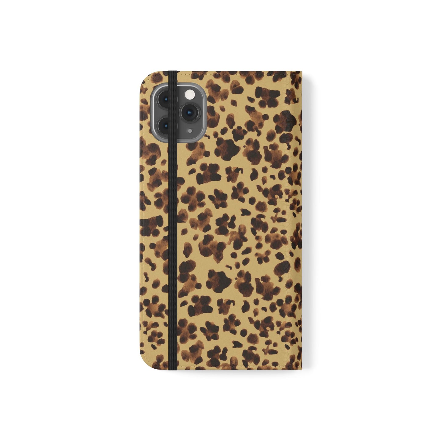 Leopard Print watercolour Flip Phone Case - Stylish Wallet Folio Cover with Card Slots