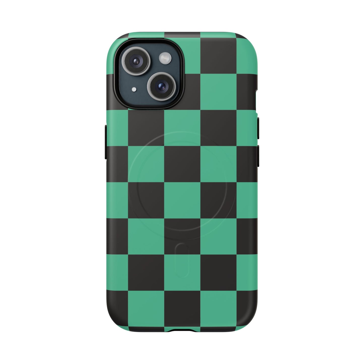 Tanjiro Magnetic Phone Case — Green and Black Chequered Tough Protective MagSafe Case