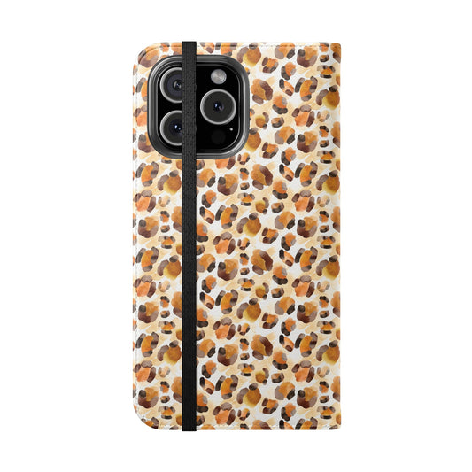 Leopard Print Flip Phone Case — Wallet Flip Case with Card Slots
