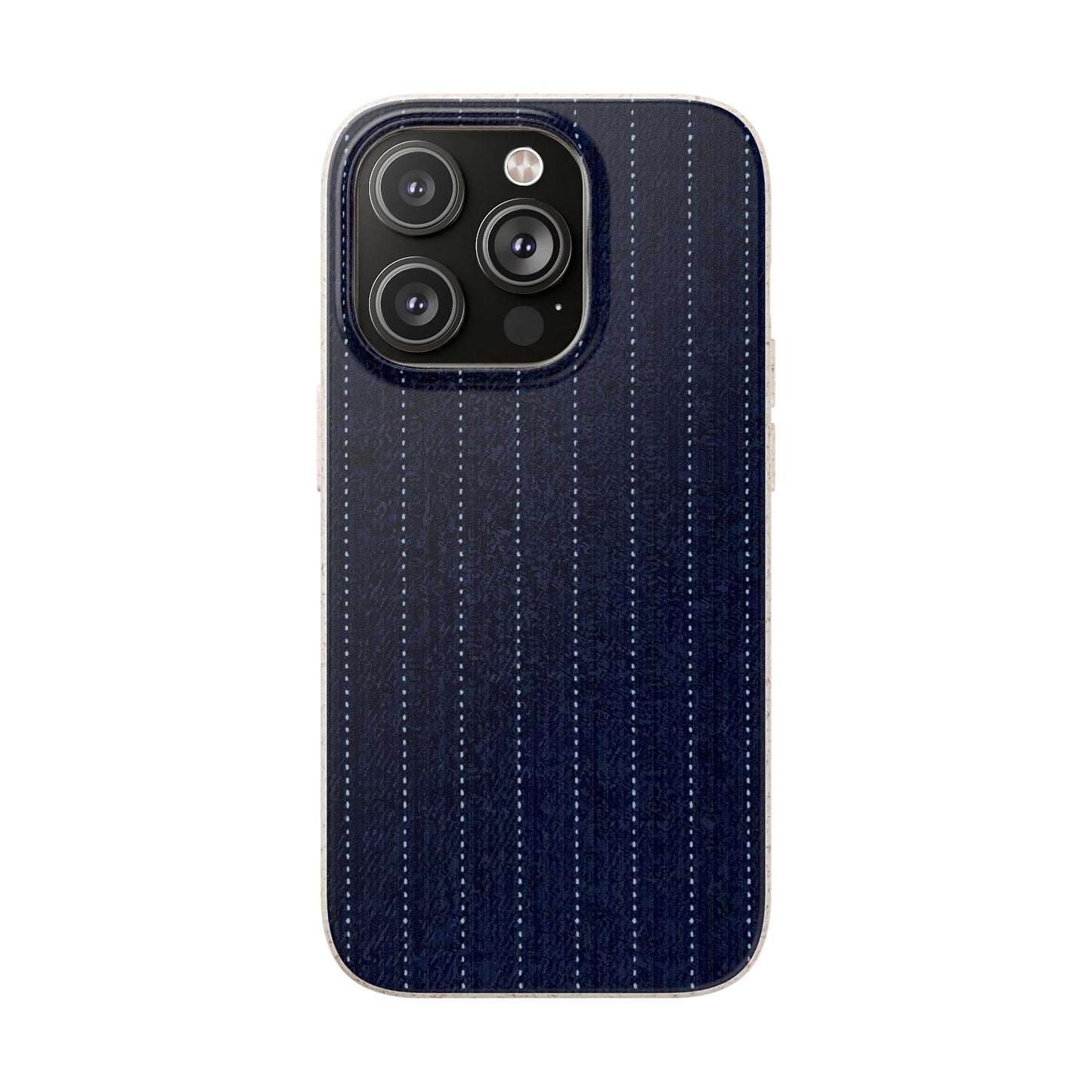 Biodegradable Pinstripe Phone Case — Eco-Friendly Navy Fabric Phone Cover for Apple iPhone and Samsung Galaxy.