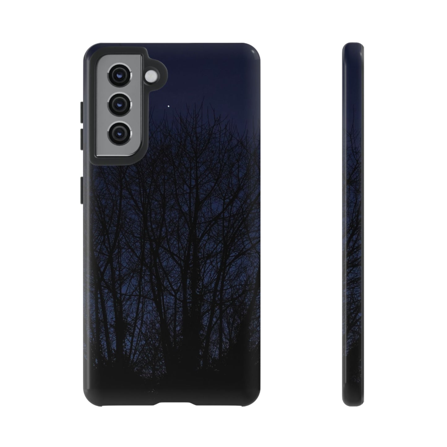 Night Forest Phone Case — Dark Tree Silhouette Protective Tough Case