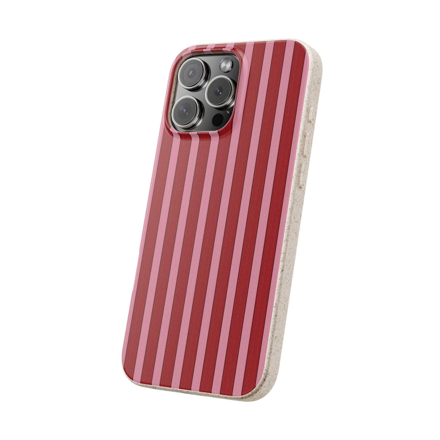 Biodegradable Phone Case — Red Vertical Stripe Eco Protective Cover for Apple iPhone and Samsung Galaxy.